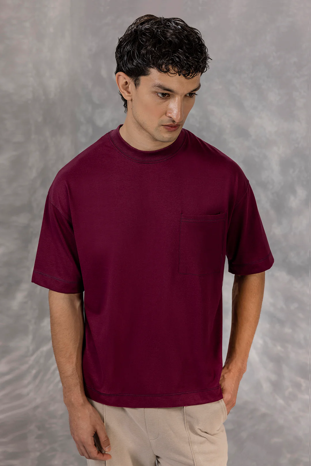 Basic Oversized Pocket T-Shirt - D105 - Image 7