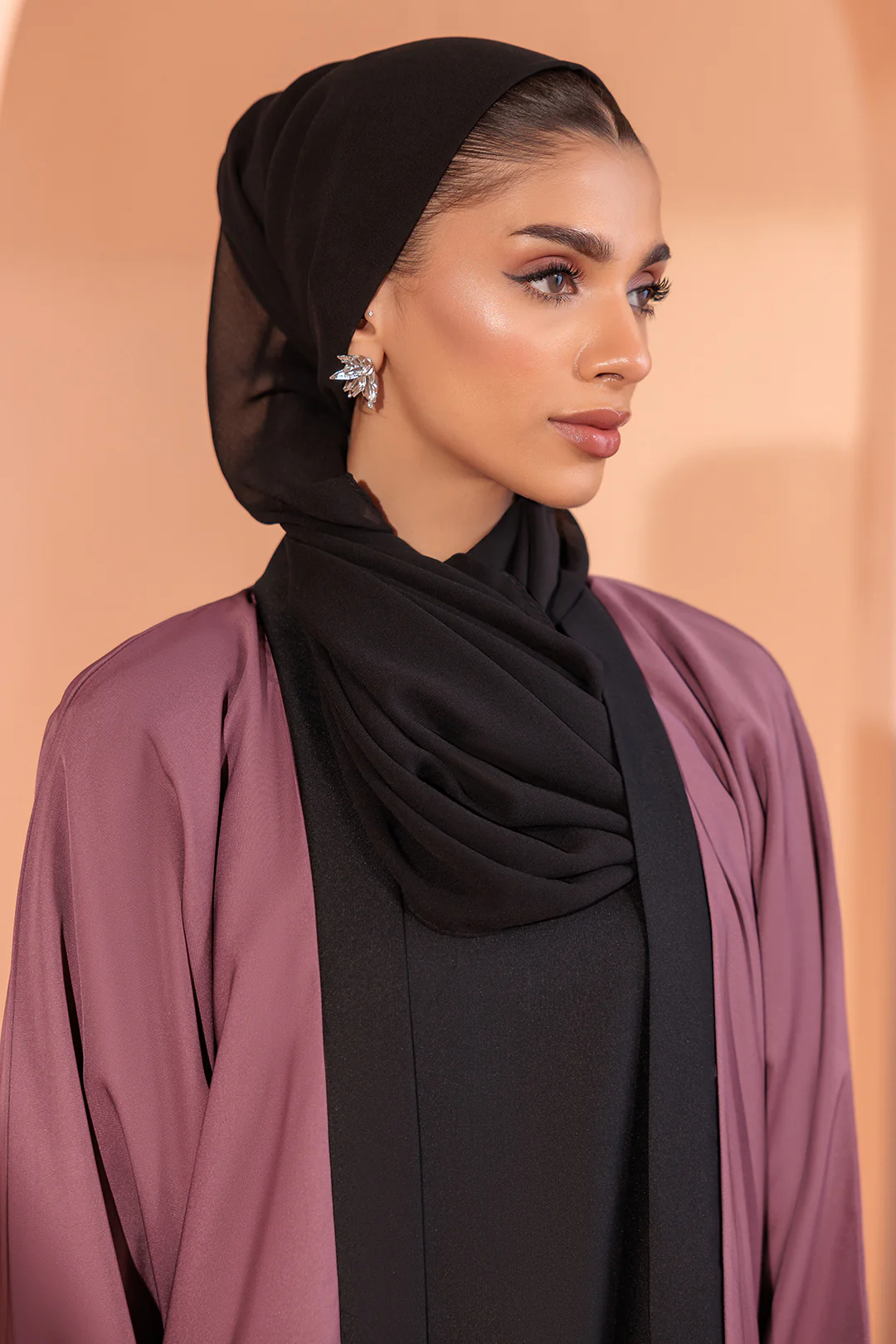Double Upper Abaya with Contrast Inner - 5006 - Image 6