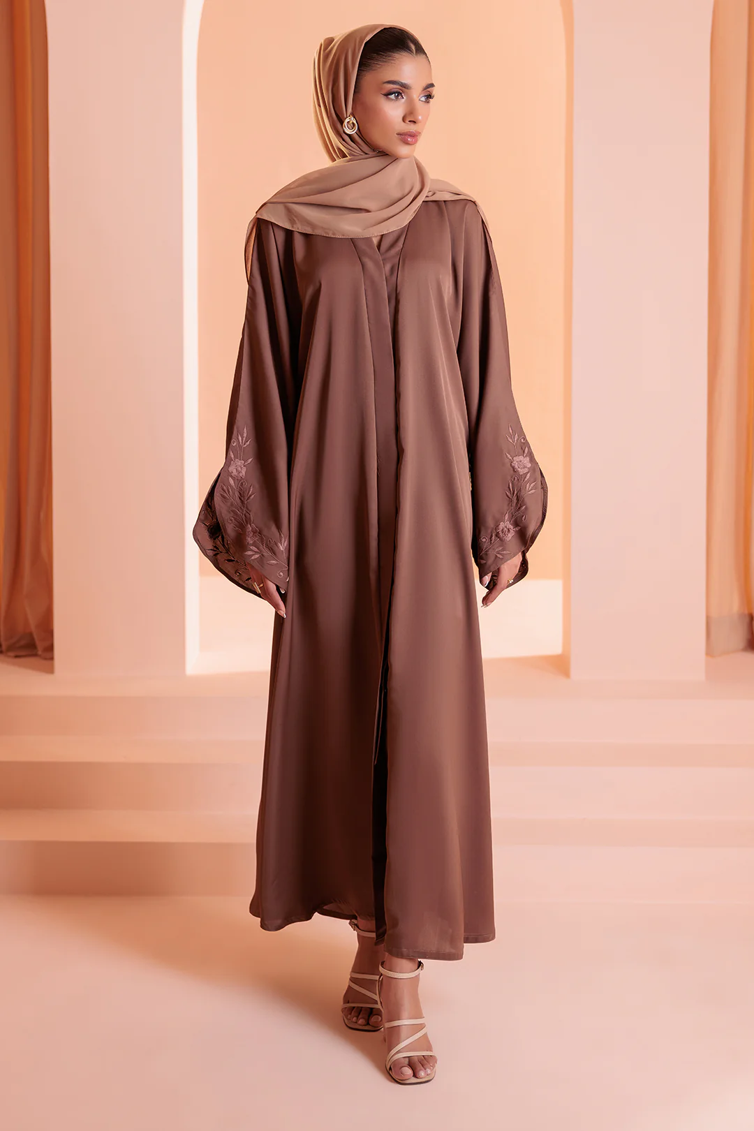Embroidered Button Through Abaya - 5008 - Image 3