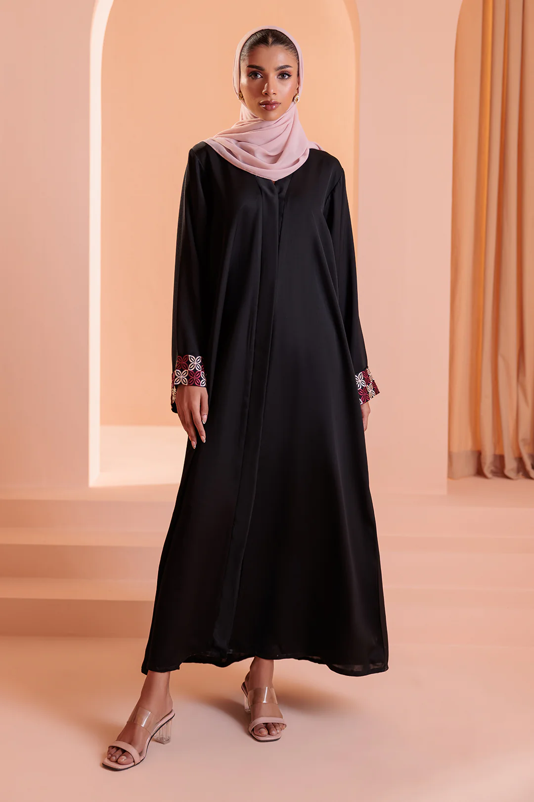 Embroidered Button Through Abaya - 5010 - Image 3