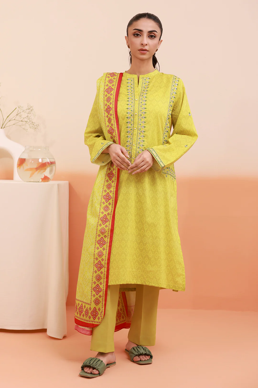 Embroidered Kurta Dupatta Trouser - 2116 - Image 2