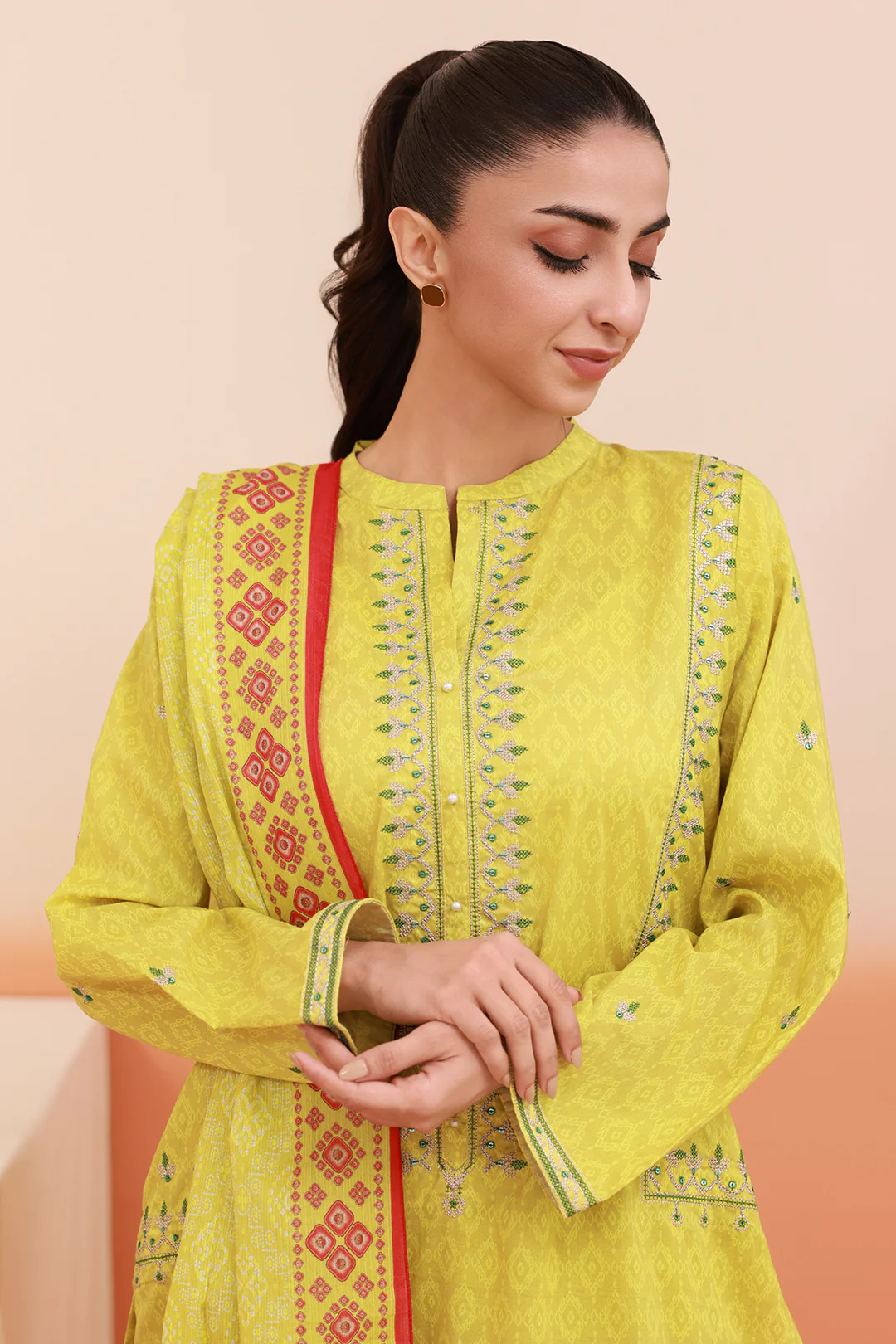 Embroidered Kurta Dupatta Trouser - 2116 - Image 3