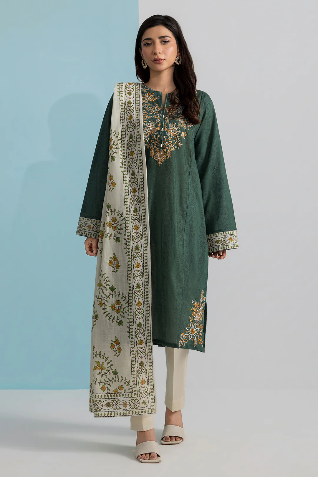 Embroidered Kurta Dupatta Trouser - 2887
