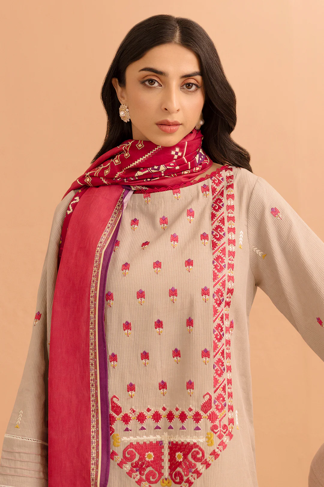 Embroidered Shirt Shalwar Dupatta - 0062 - Image 2