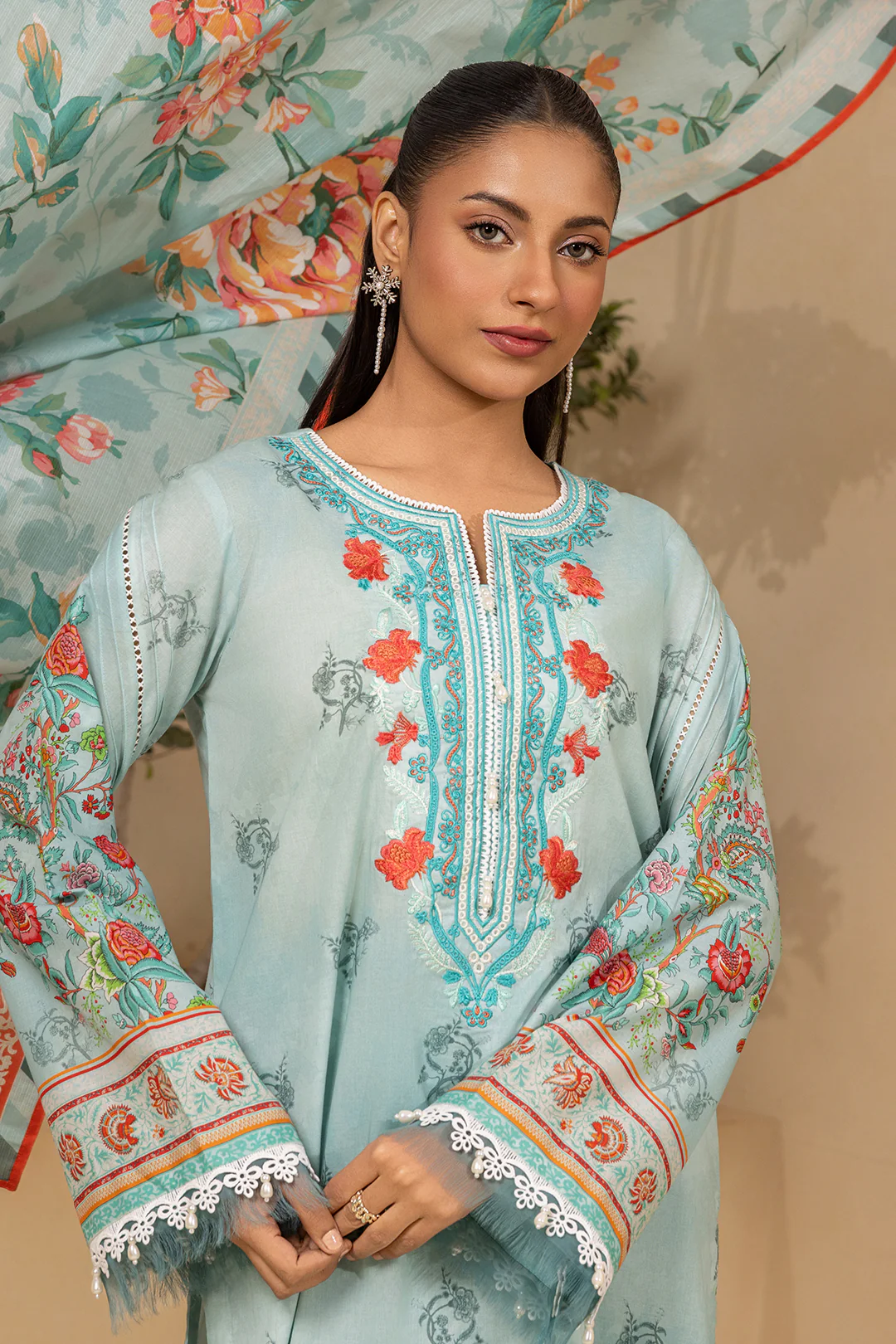 Embroidered Shirt Shalwar Dupatta - 0641 - Image 3