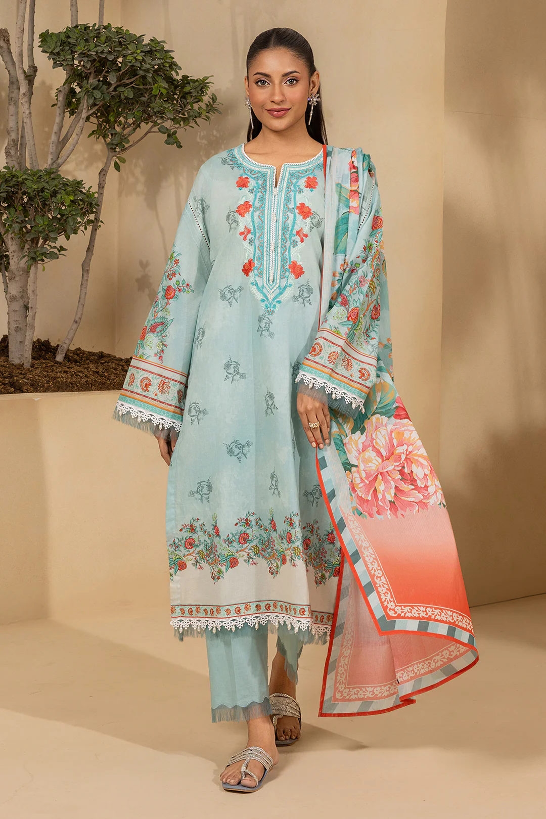 Embroidered Shirt Shalwar Dupatta - 0641 - Image 4