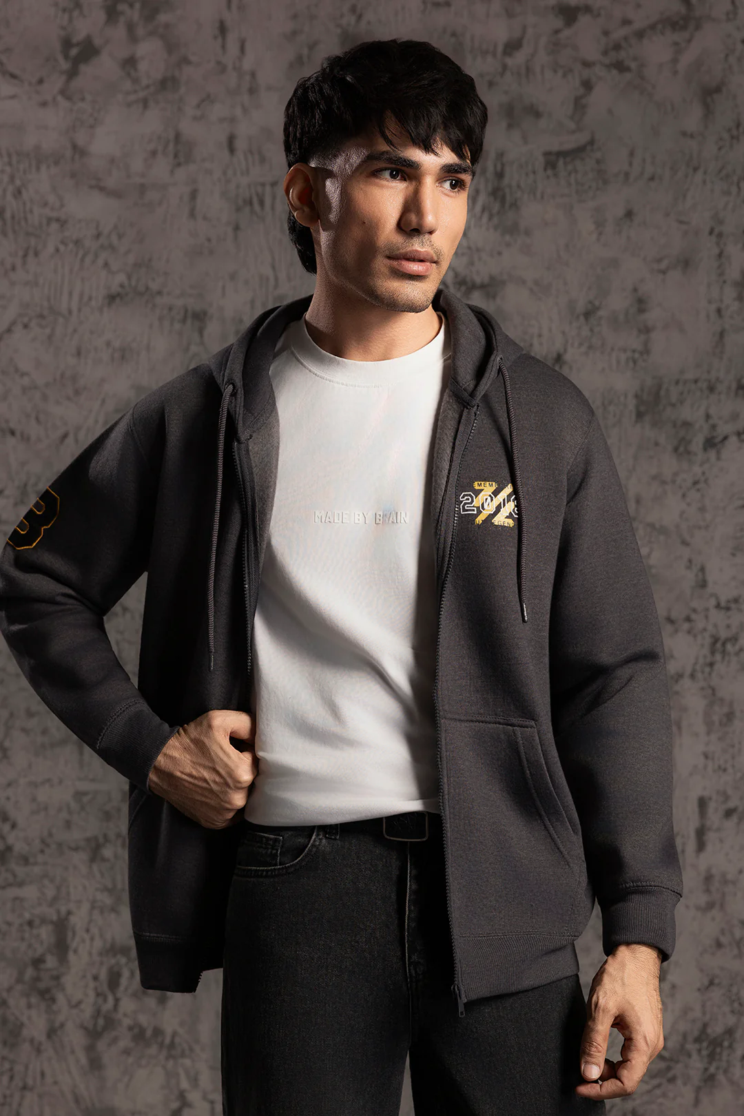 Graphic Zipper Hoodie - 5022 - Image 6