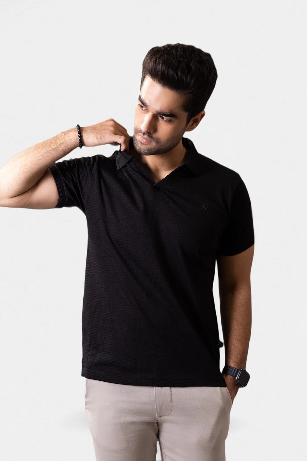 Textured Johnny Collar Polo - 5004 - Image 3