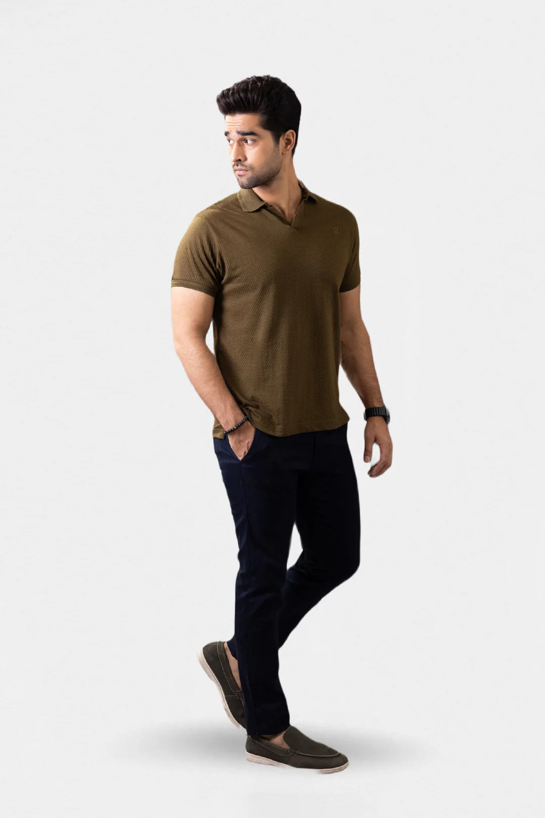 Textured Johnny Collar Polo - 5004 - Image 3