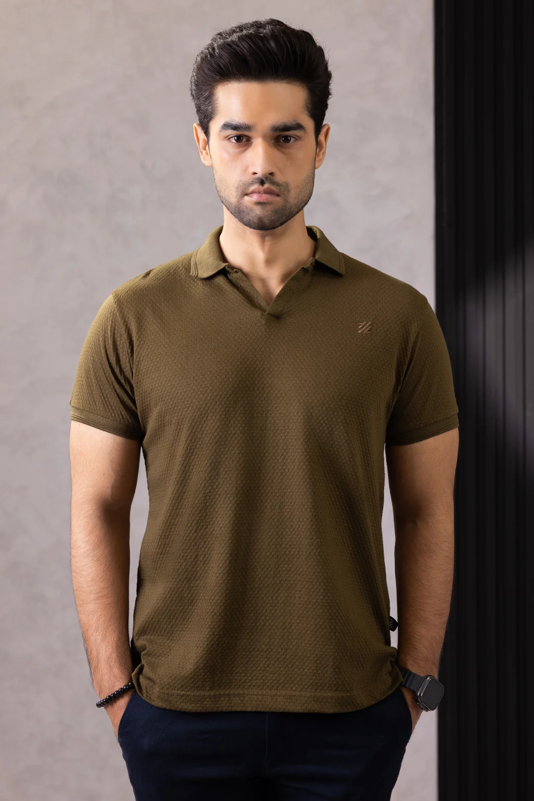 Textured Johnny Collar Polo - 5004 - Image 8