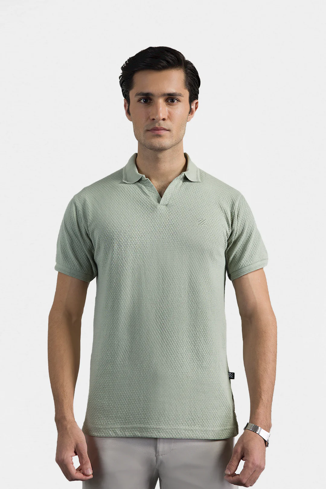 Textured Johnny Collar Polo - 5004 - Image 3