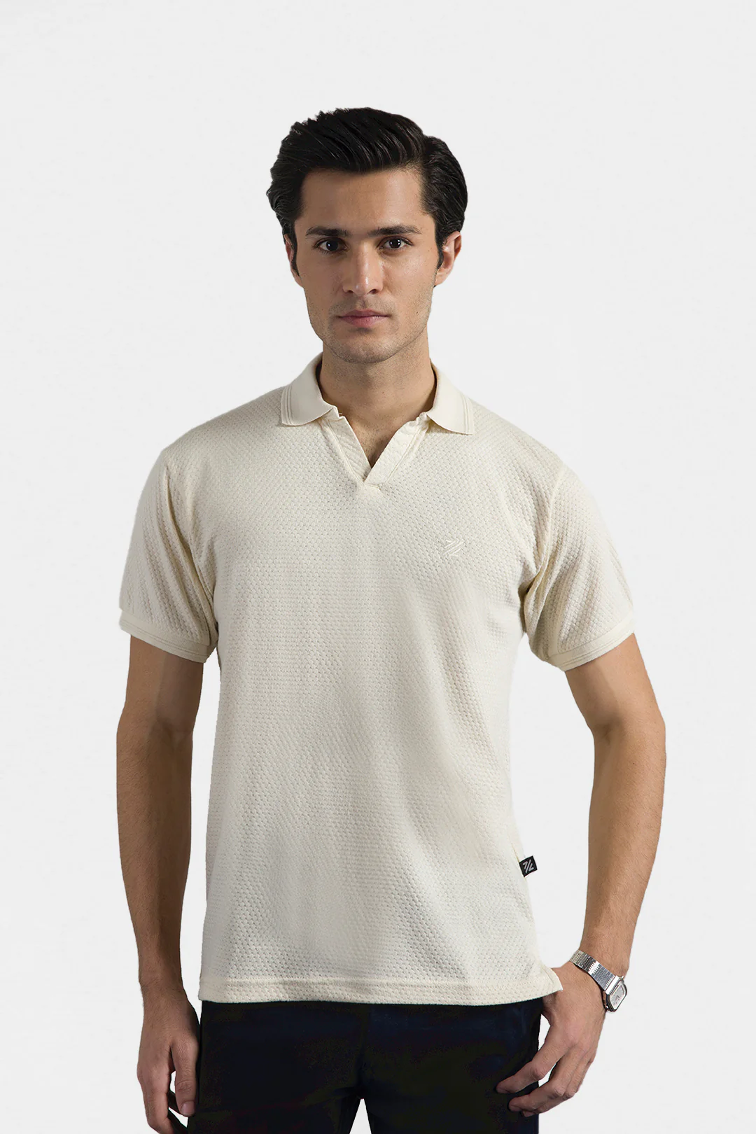 Textured Johnny Collar Polo - 5004 - Image 3