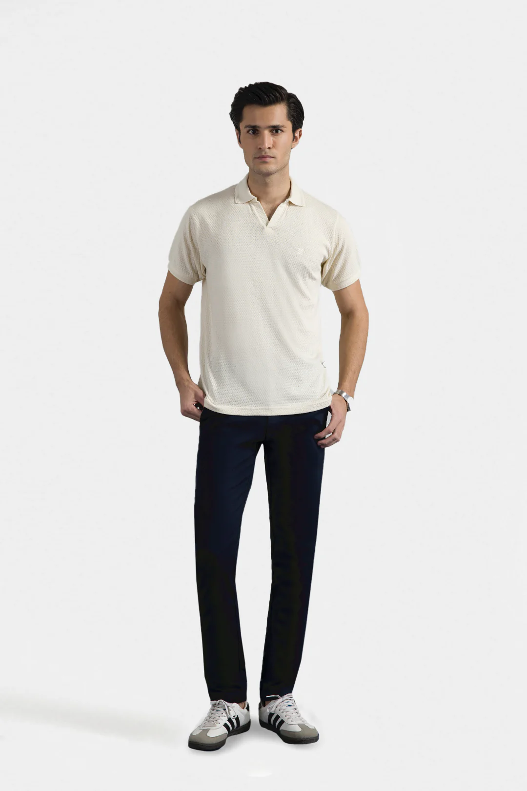 Textured Johnny Collar Polo - 5004 - Image 4