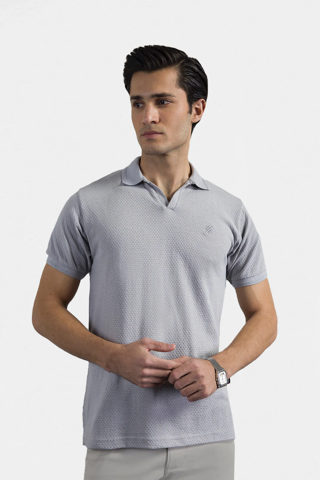 Textured Johnny Collar Polo - 5004 - Image 3