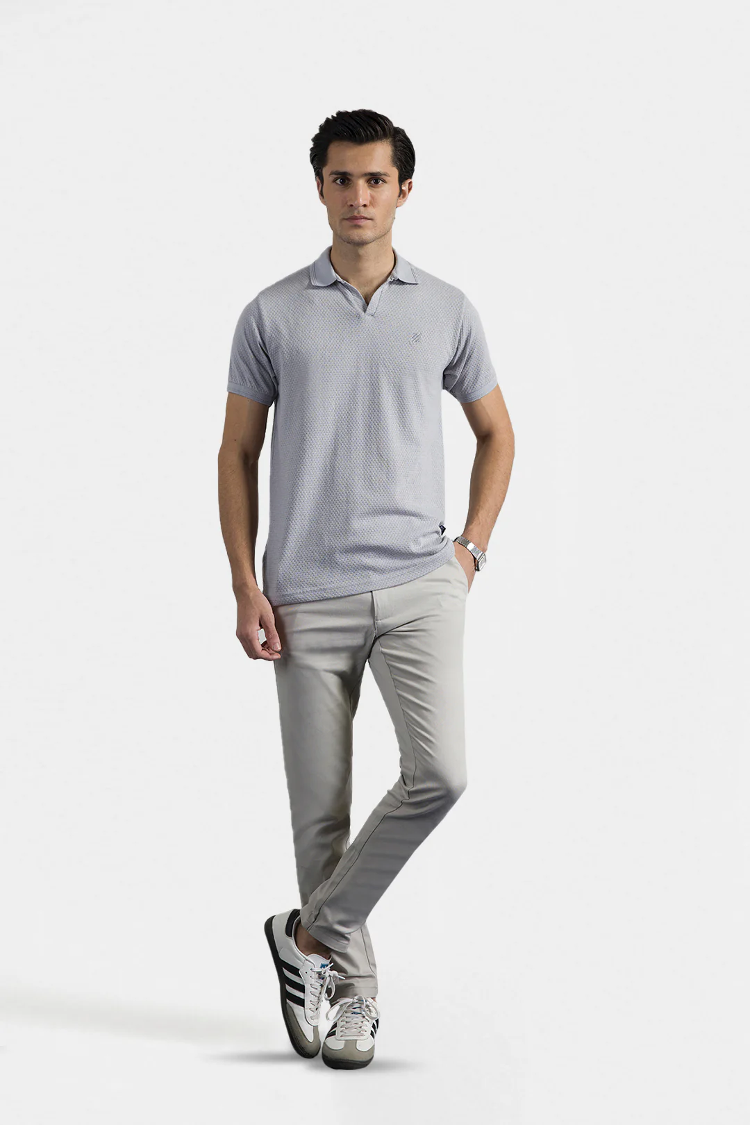 Textured Johnny Collar Polo - 5004 - Image 4