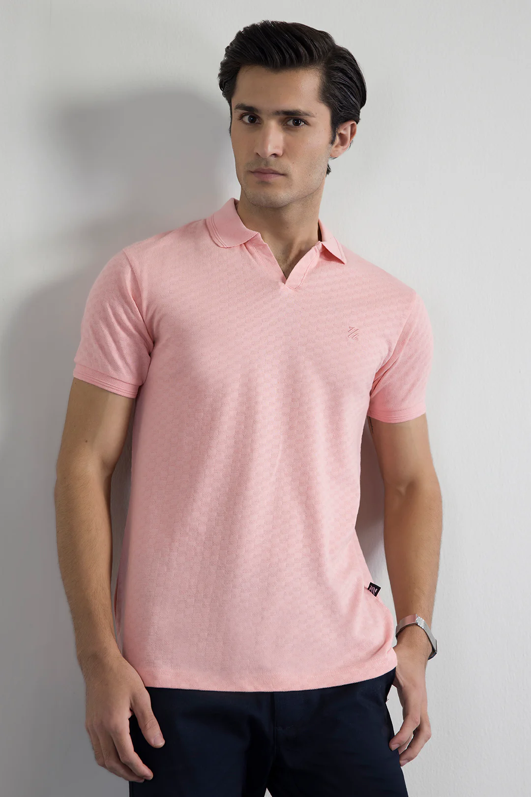 Textured Johnny Collar Polo - 5005 - Image 3