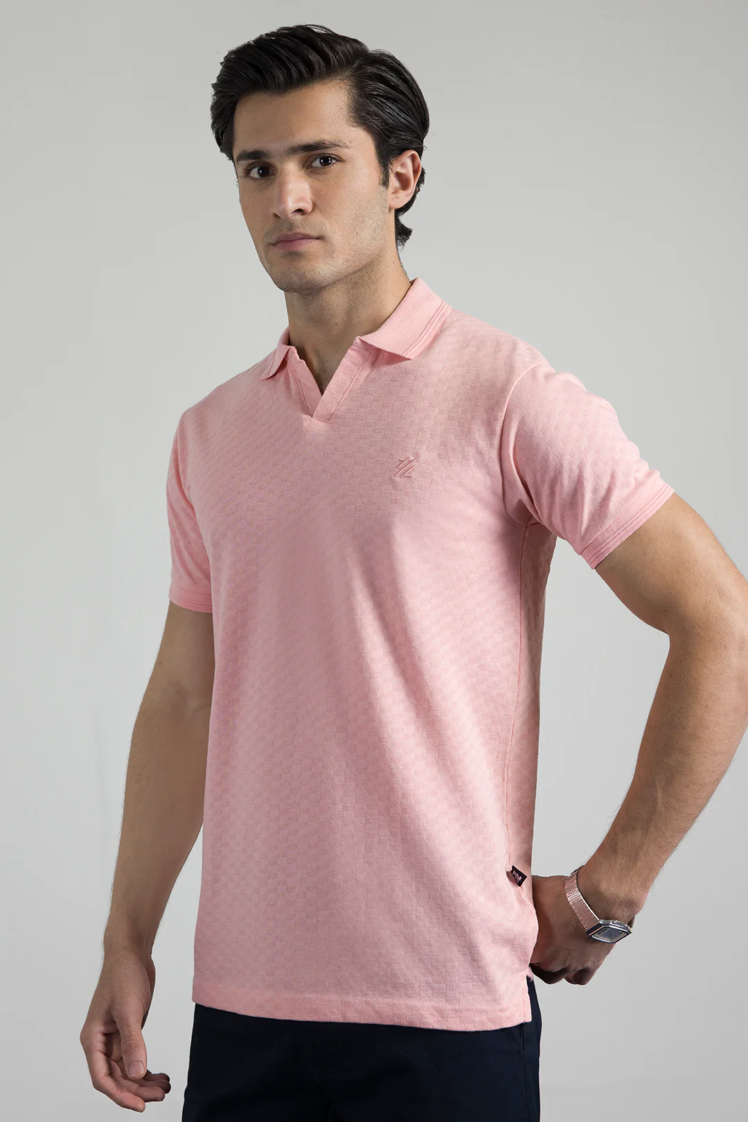 Textured Johnny Collar Polo - 5005 - Image 4