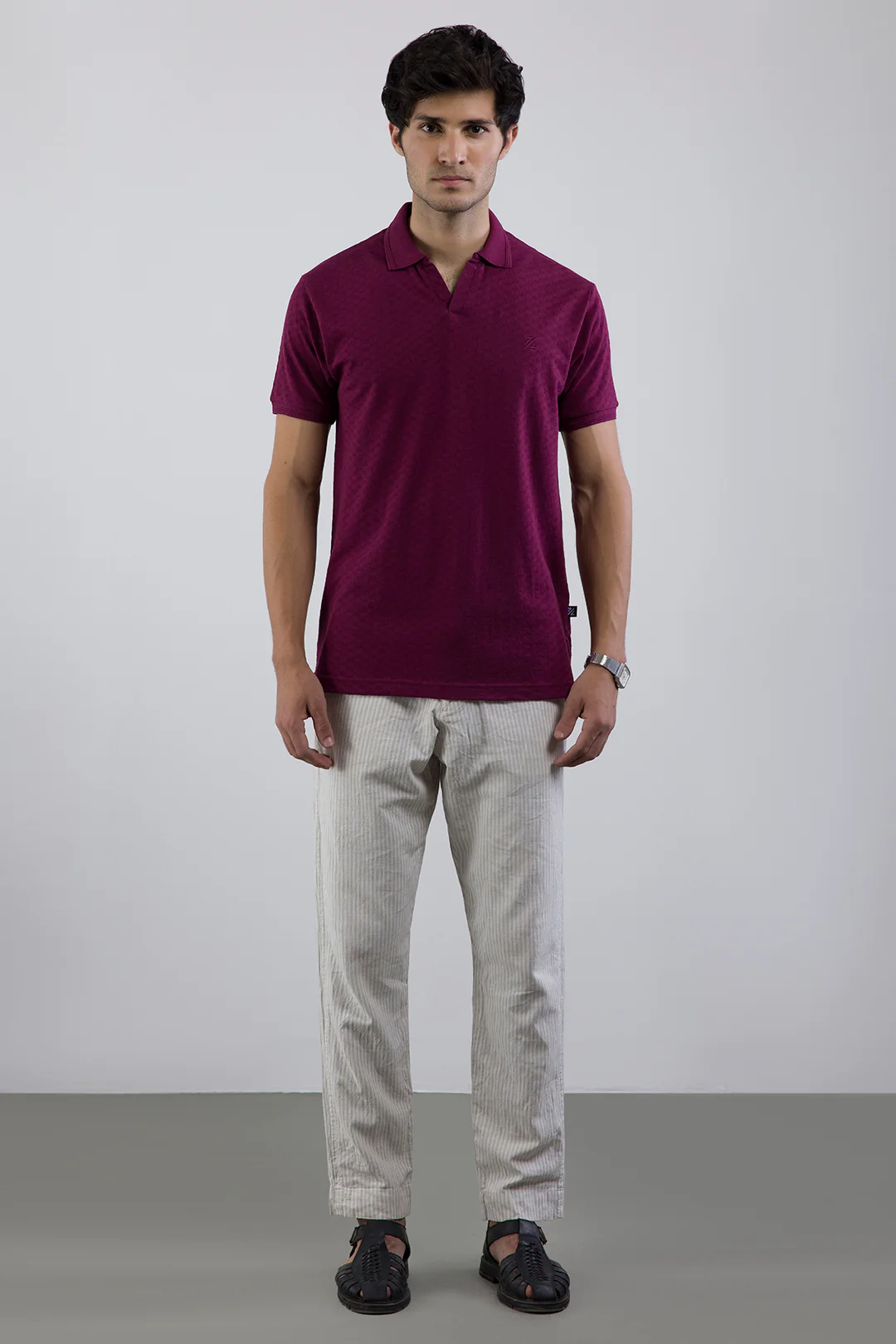 Textured Johnny Collar Polo - 5005 - Image 10