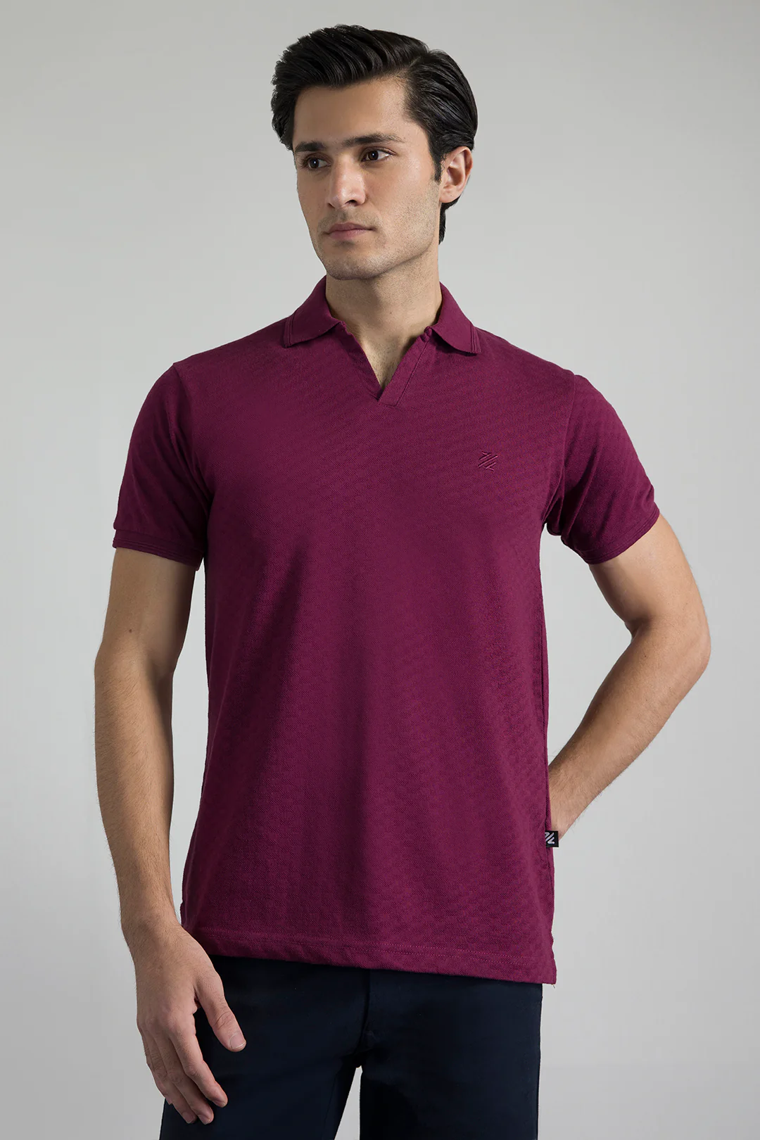 Textured Johnny Collar Polo - 5005 - Image 3