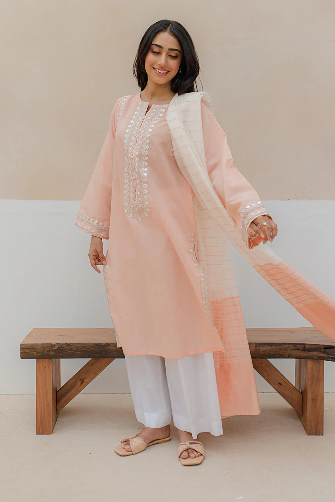 Embroidered Kurta Dupatta - 1095 - Image 3