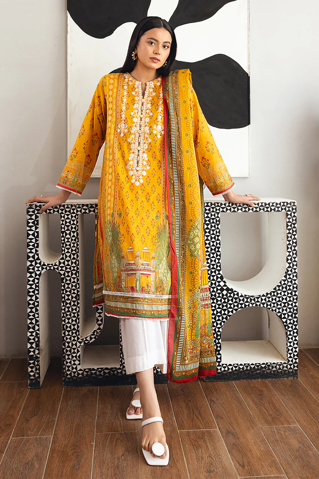 Embroidered Kurta Dupatta - 1124 - Image 3