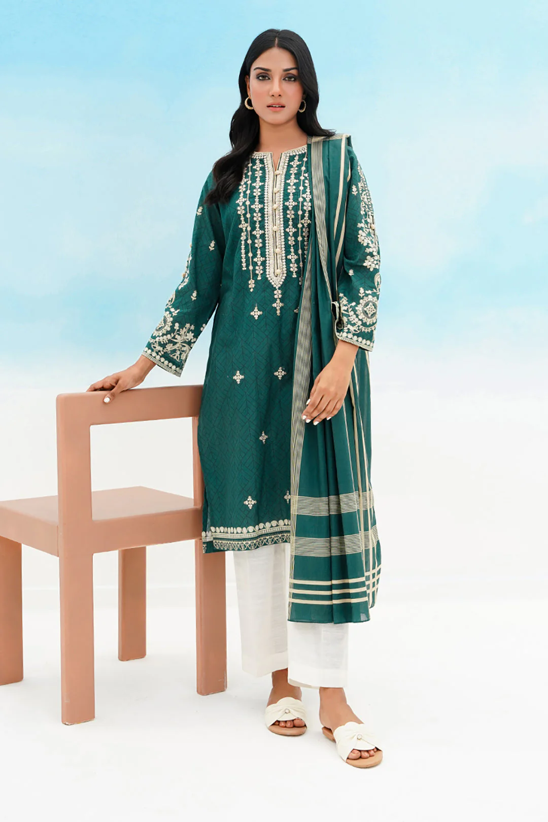 Embroidered Kurta Dupatta - 1366 - Image 2