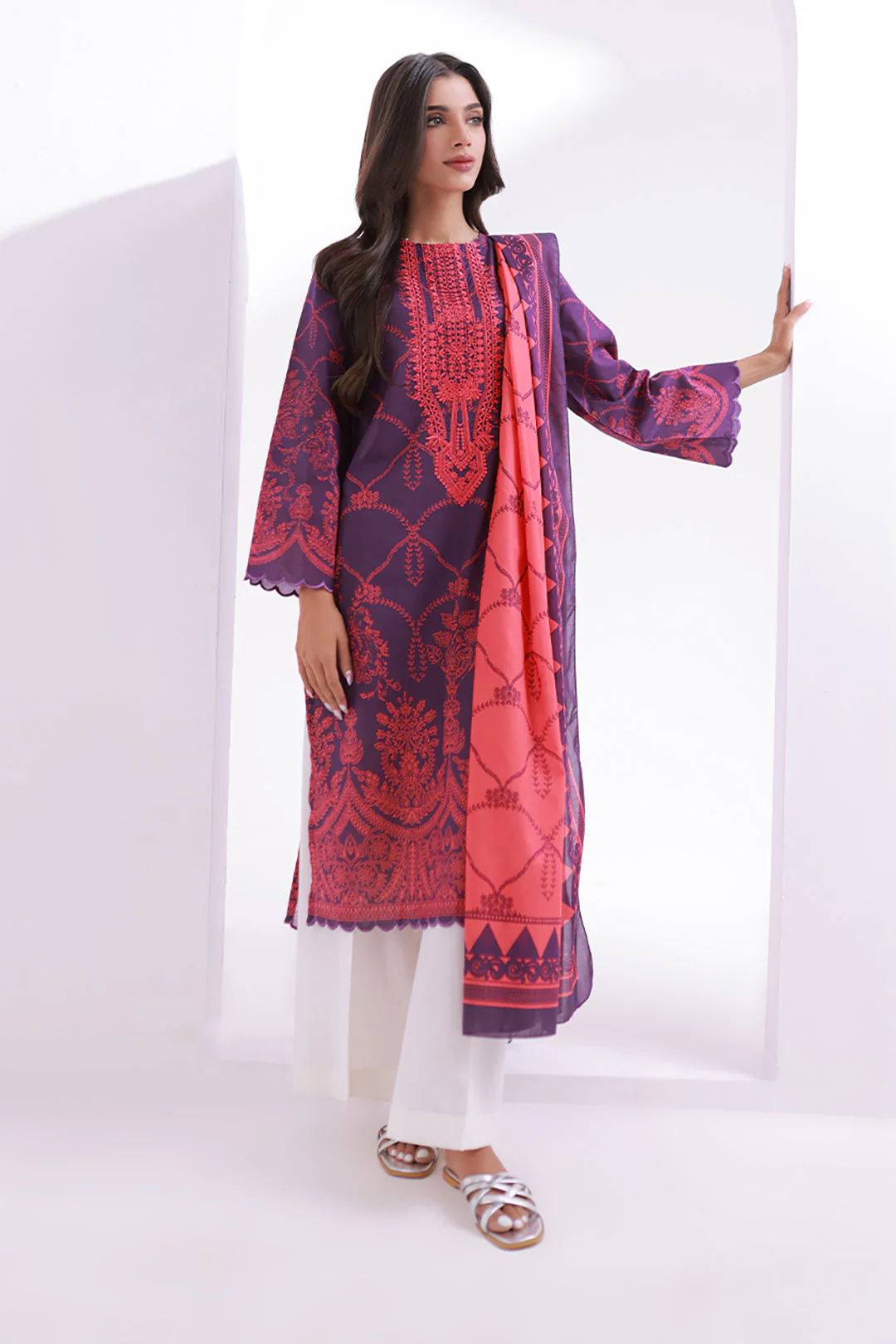 Embroidered Kurta Dupatta - 1492 - Image 2