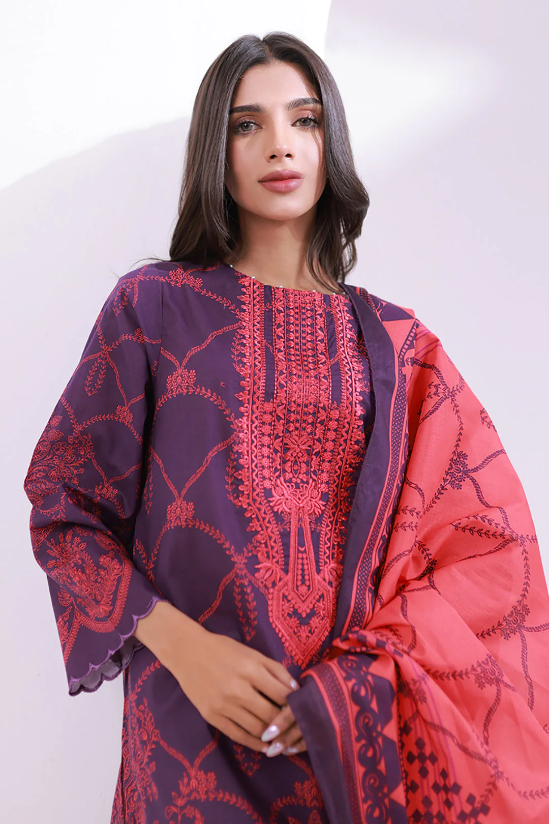 Embroidered Kurta Dupatta - 1492 - Image 3