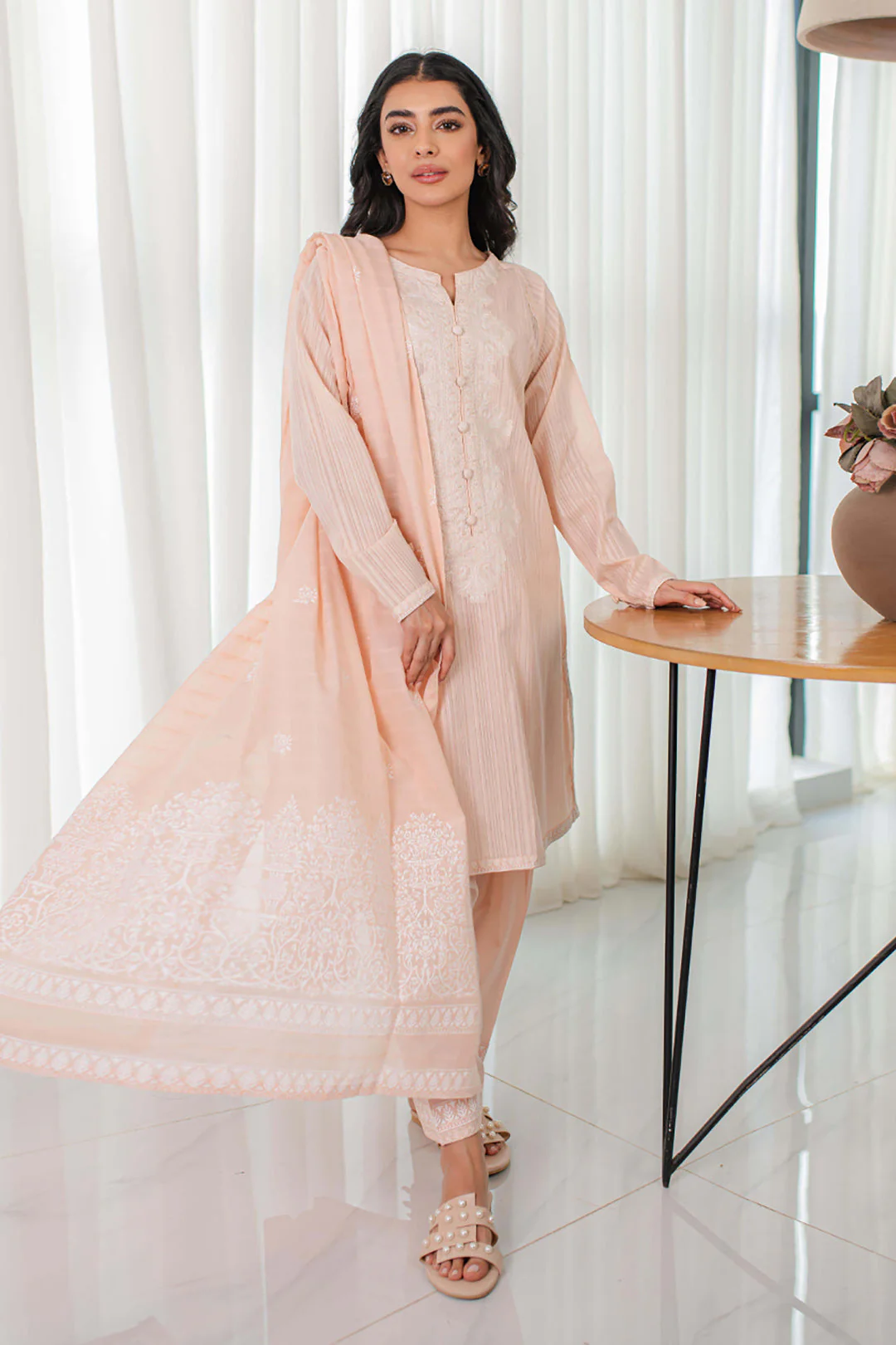 Embroidered Kurta Dupatta Trouser - 0597 - Image 2