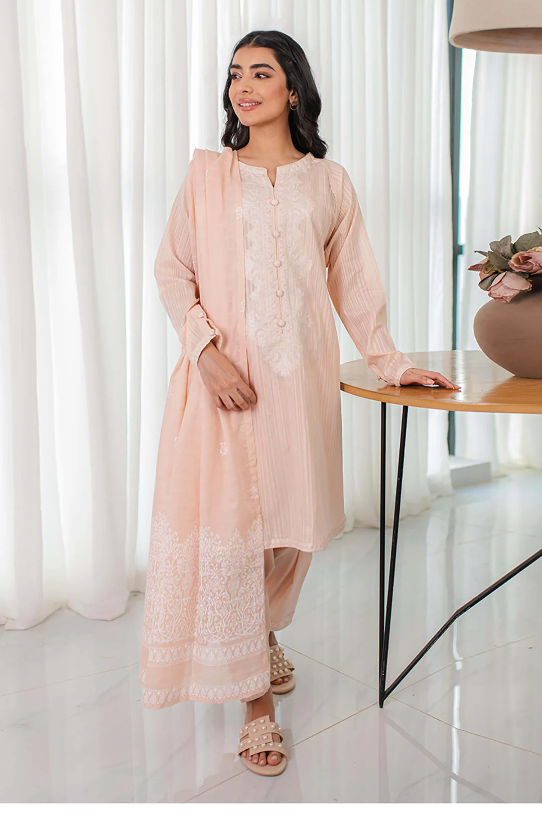 Embroidered Kurta Dupatta Trouser - 0597 - Image 3