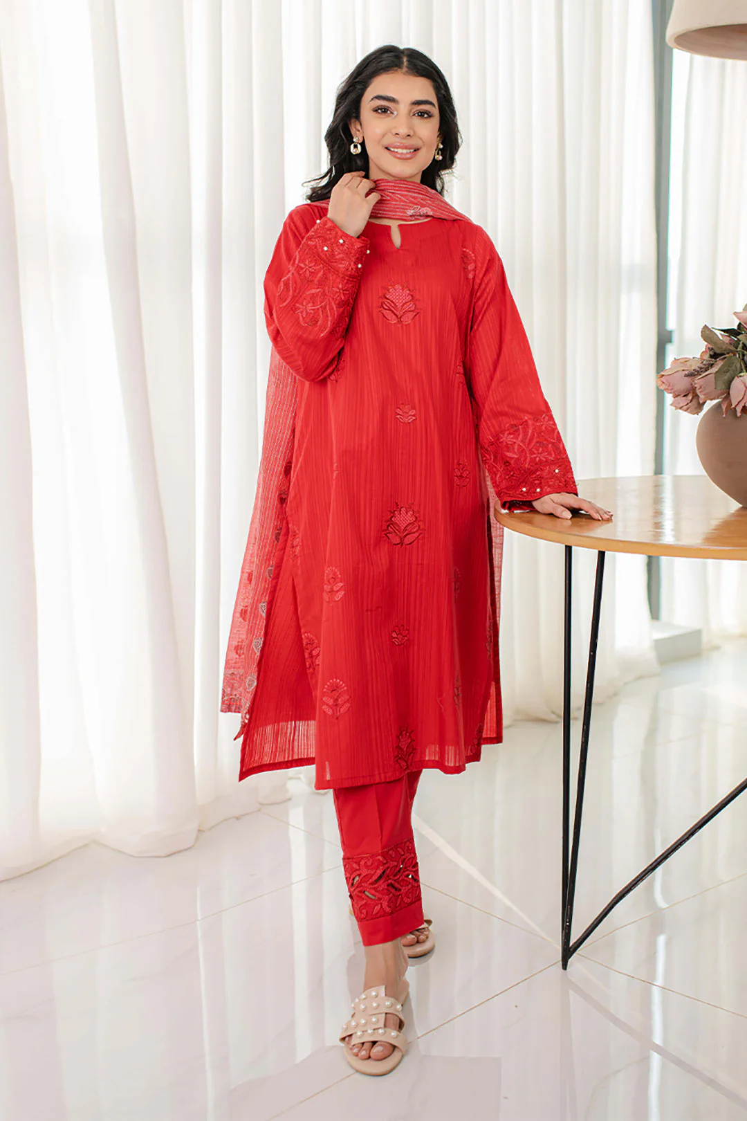 Embroidered Kurta Dupatta Trouser - 1101 - Image 2