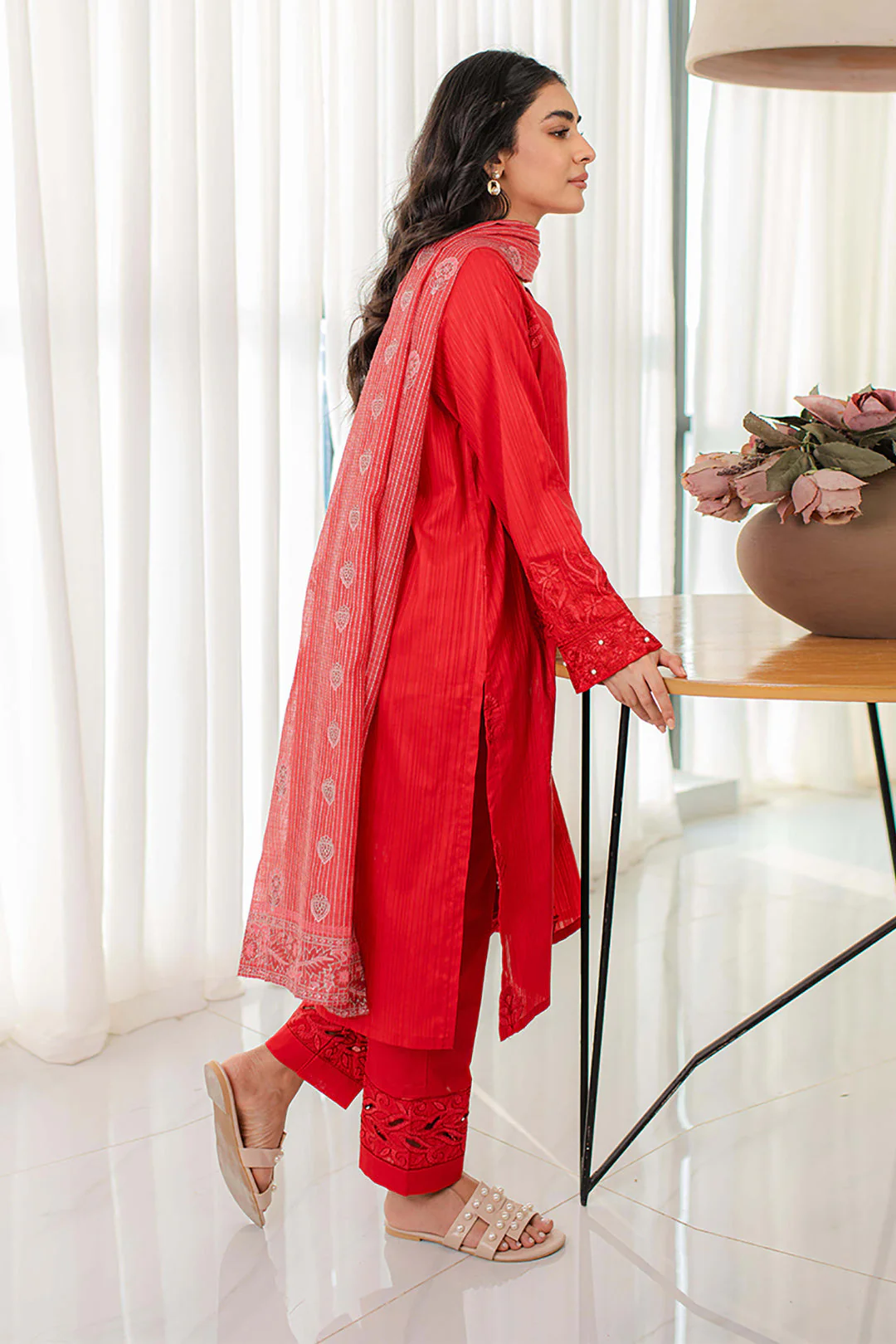 Embroidered Kurta Dupatta Trouser - 1101 - Image 3