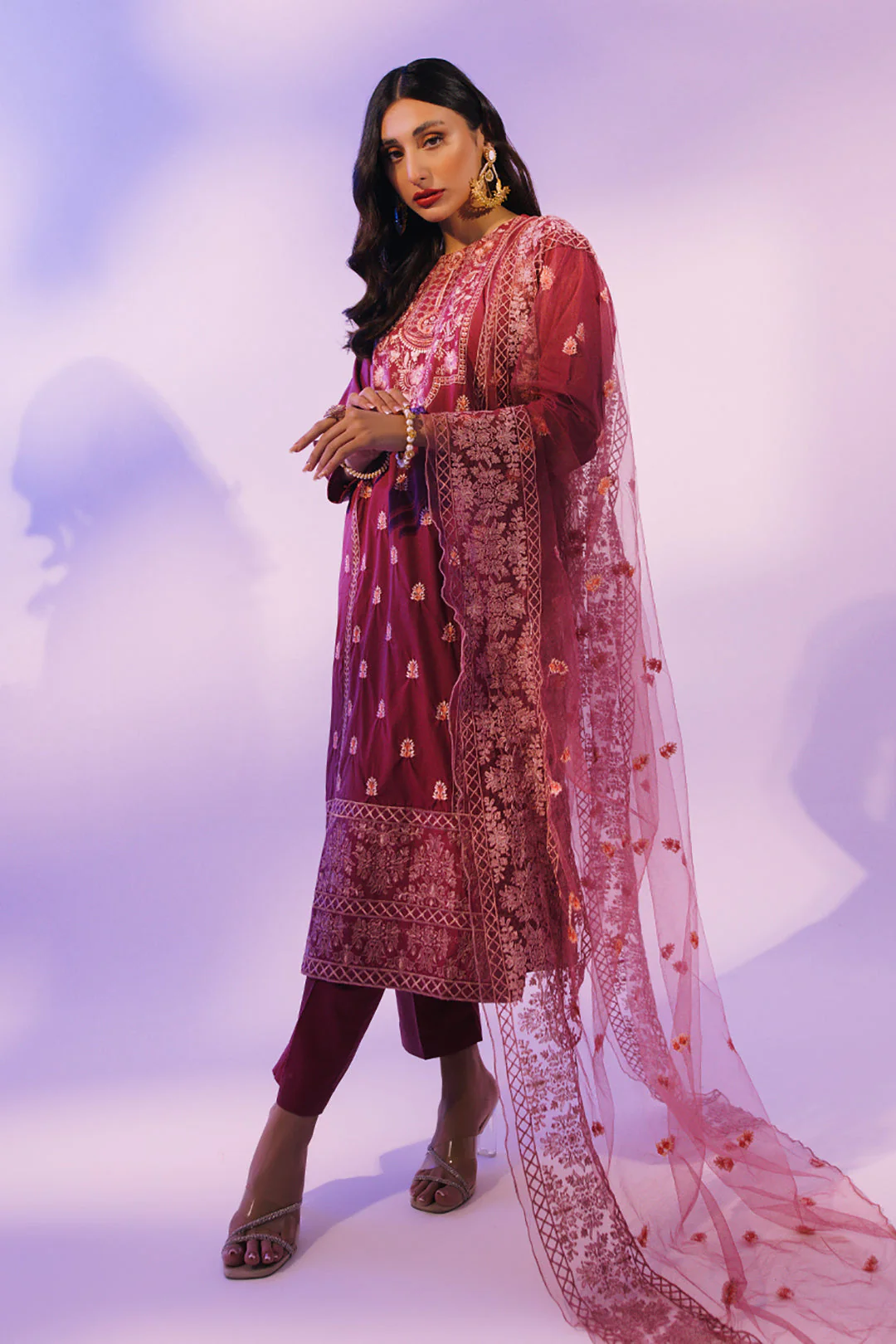 Embroidered Kurta Dupatta Trouser - 3232 - Image 7