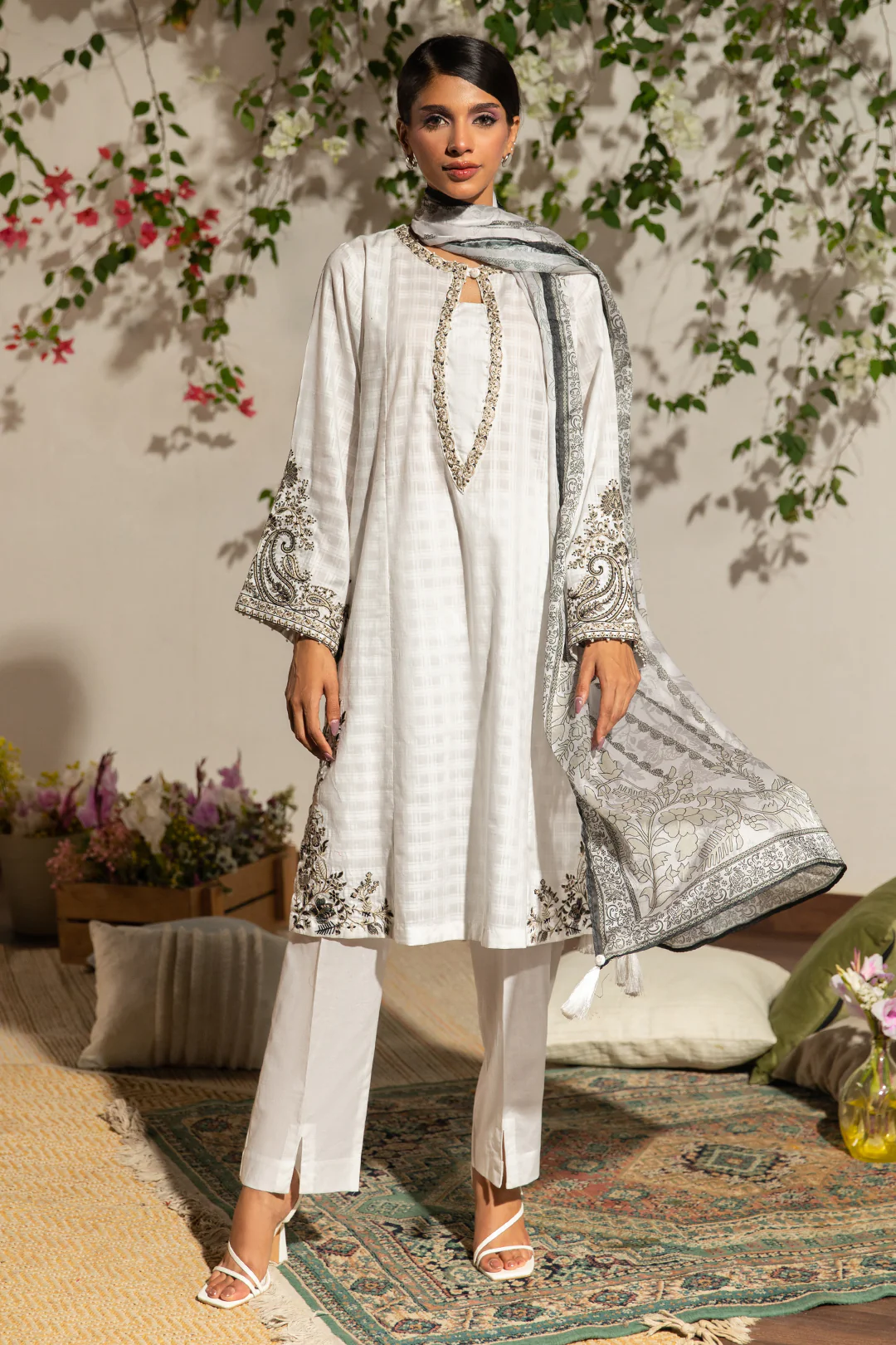 Embroidered Kurta Dupatta Trouser - 1266 - Image 2