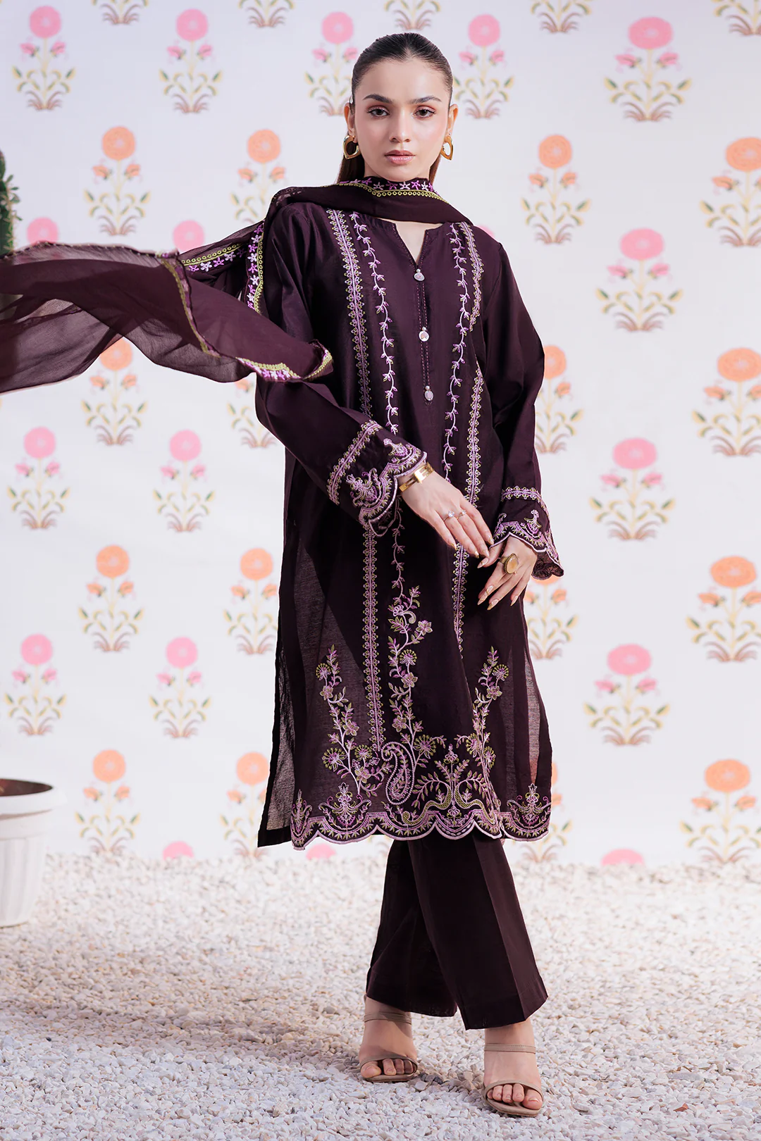 Embroidered Kurta Dupatta Trouser - 3343 - Image 4