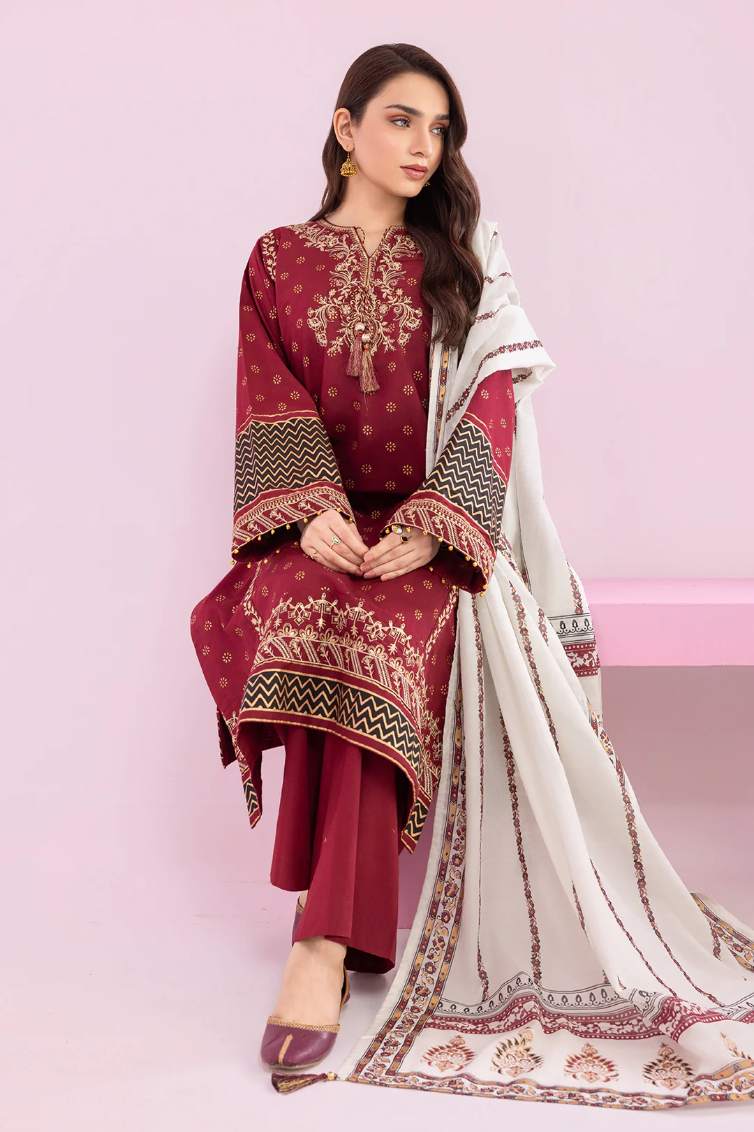 Embroidered Kurta Dupatta Trouser - 2512 - Image 10