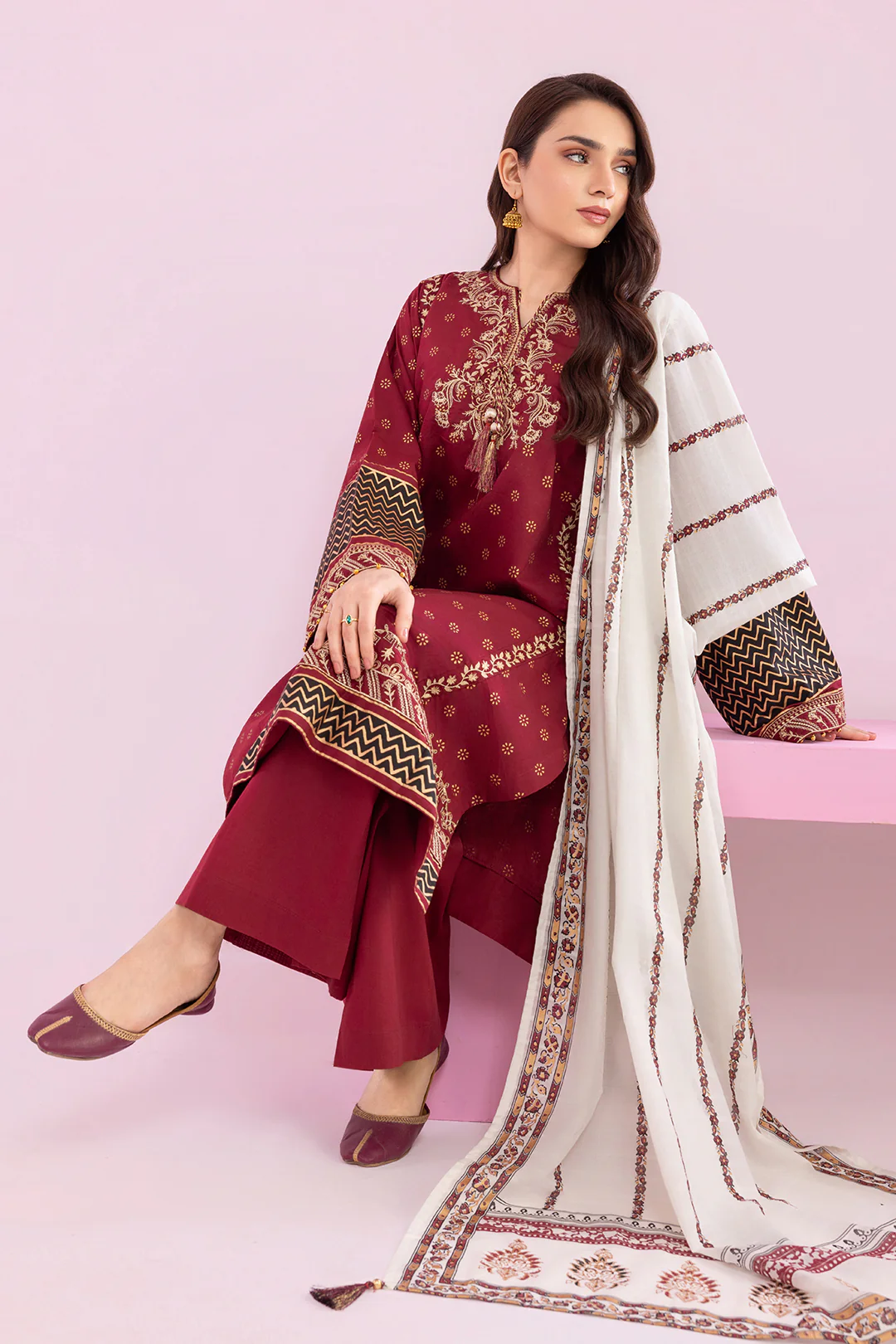 Embroidered Kurta Dupatta Trouser - 2512 - Image 8