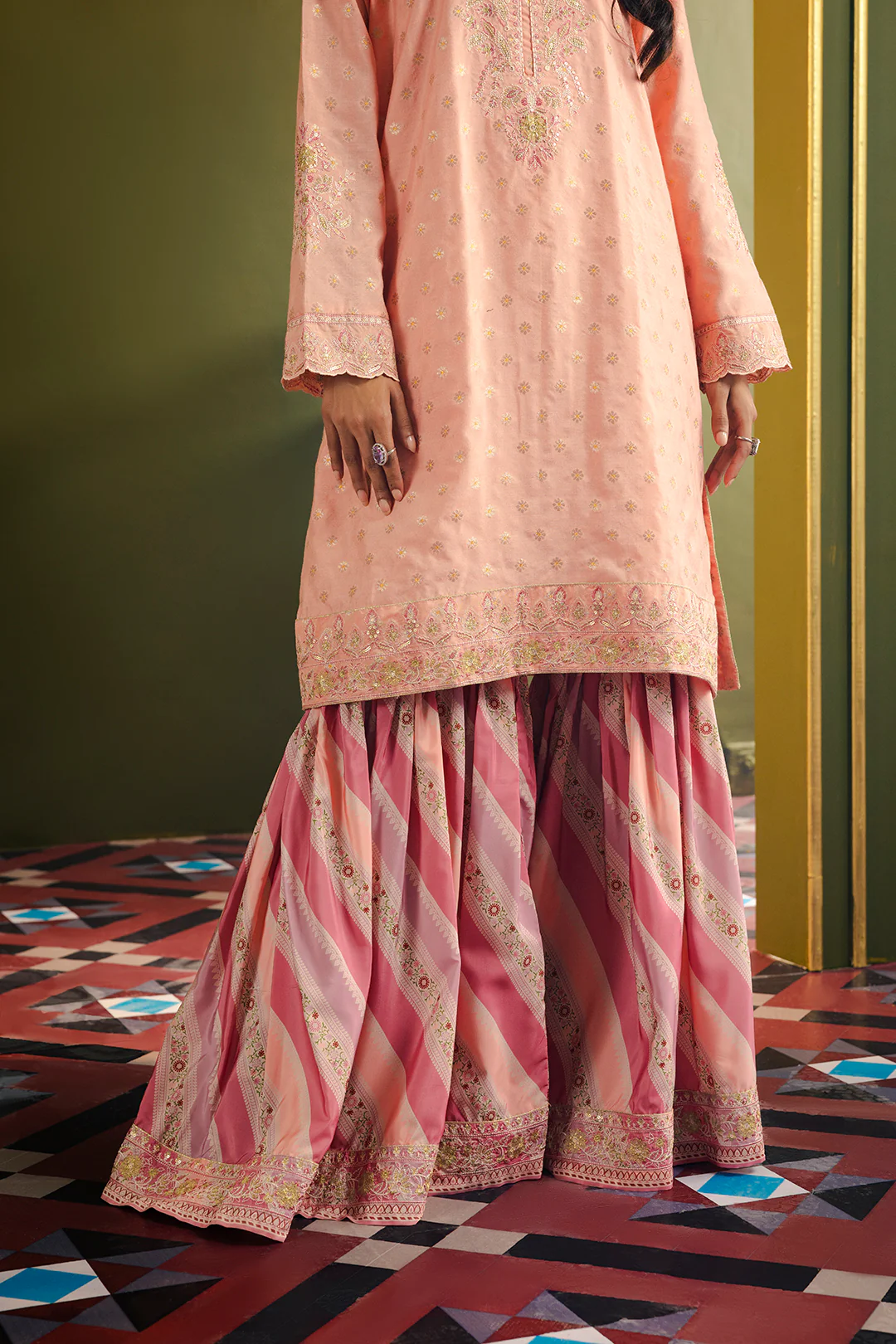Kurta With Gharara & Dupatta - 0716 - Image 11