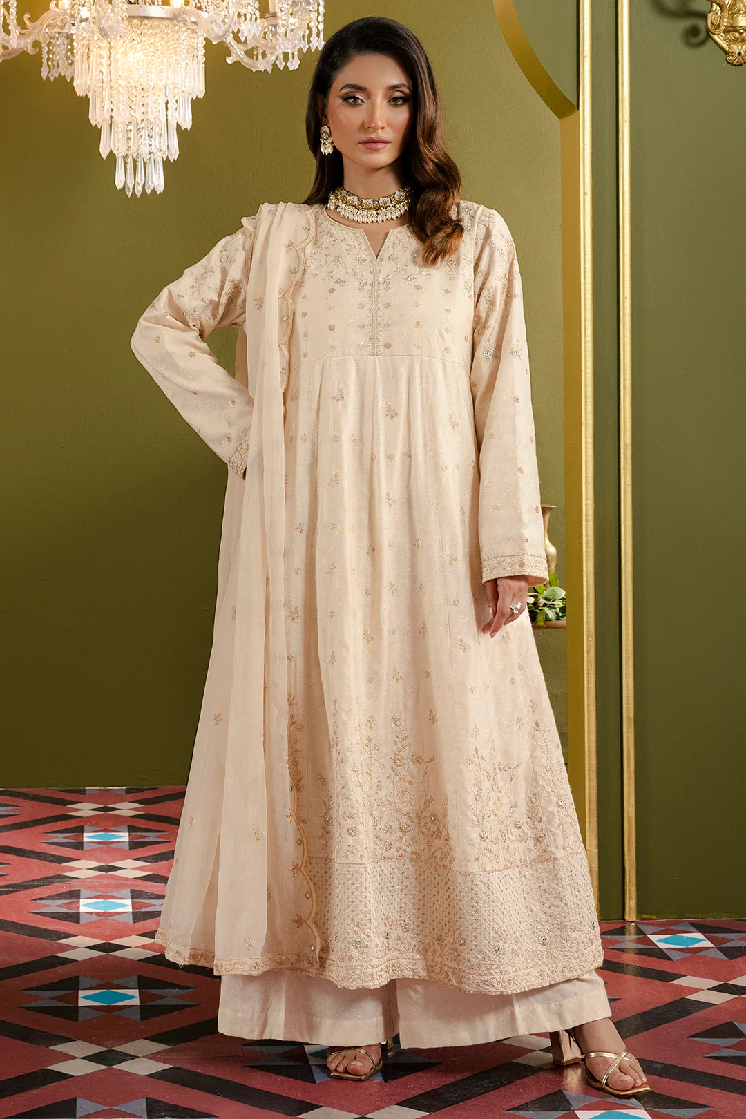 Frock With Dhaka Pajama & Dupatta - 0718 - Image 3