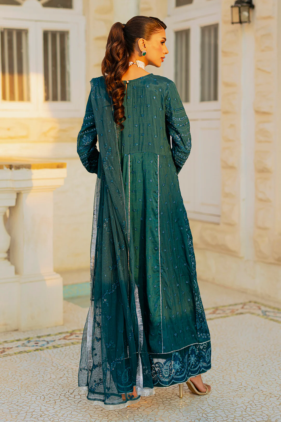 Embroidered Kurta Dupatta Trouser - 0738 - Image 10