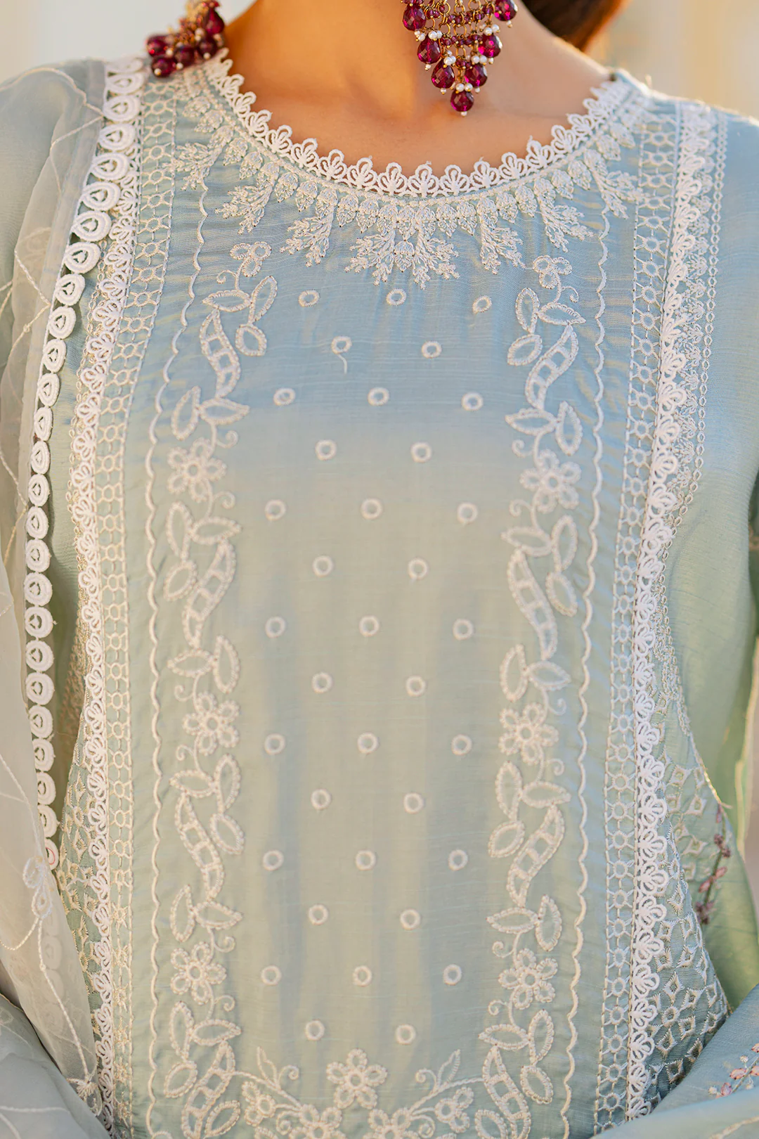 Embroidered Kurta Dupatta Trouser - 0739 - Image 11