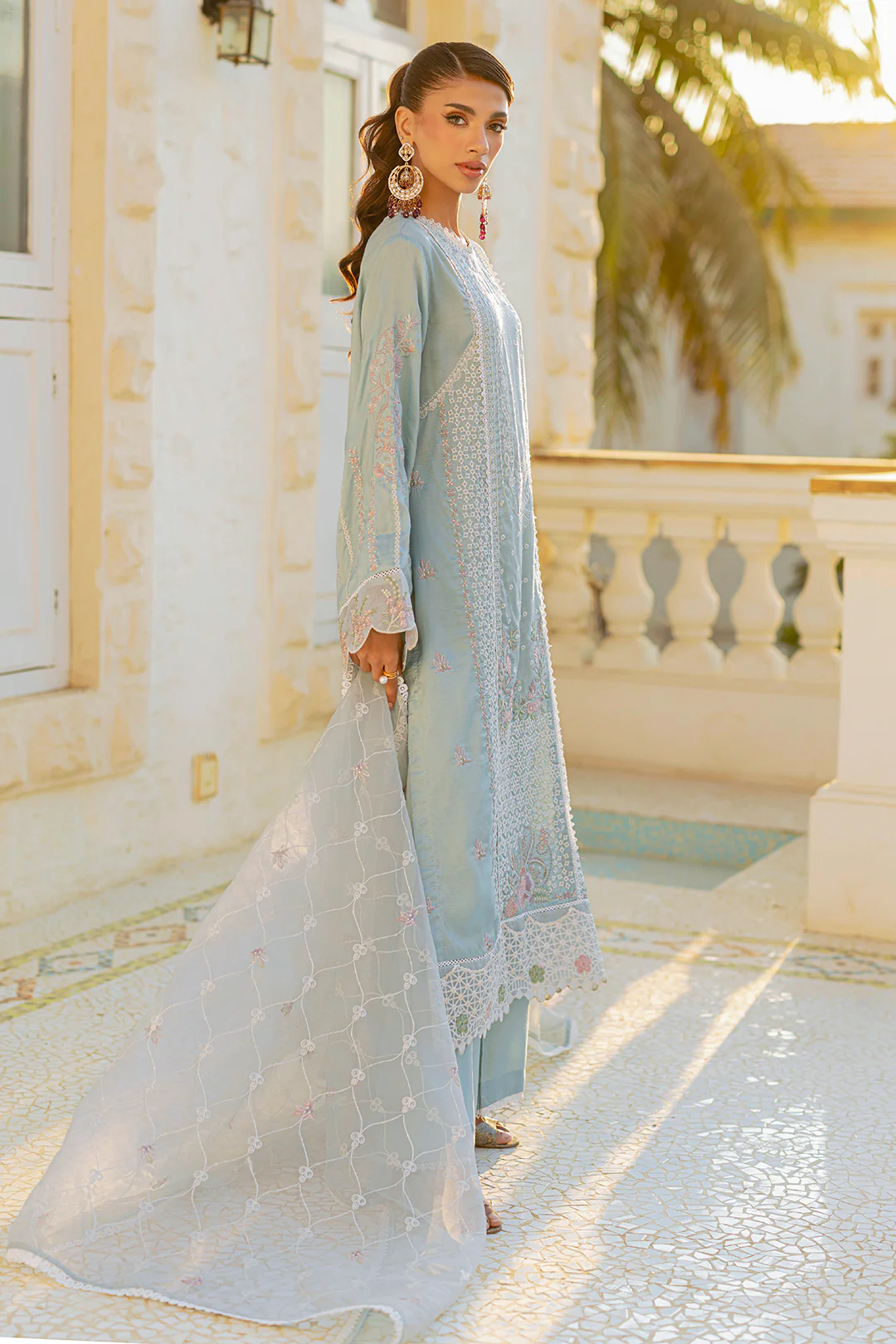 Embroidered Kurta Dupatta Trouser - 0739 - Image 6