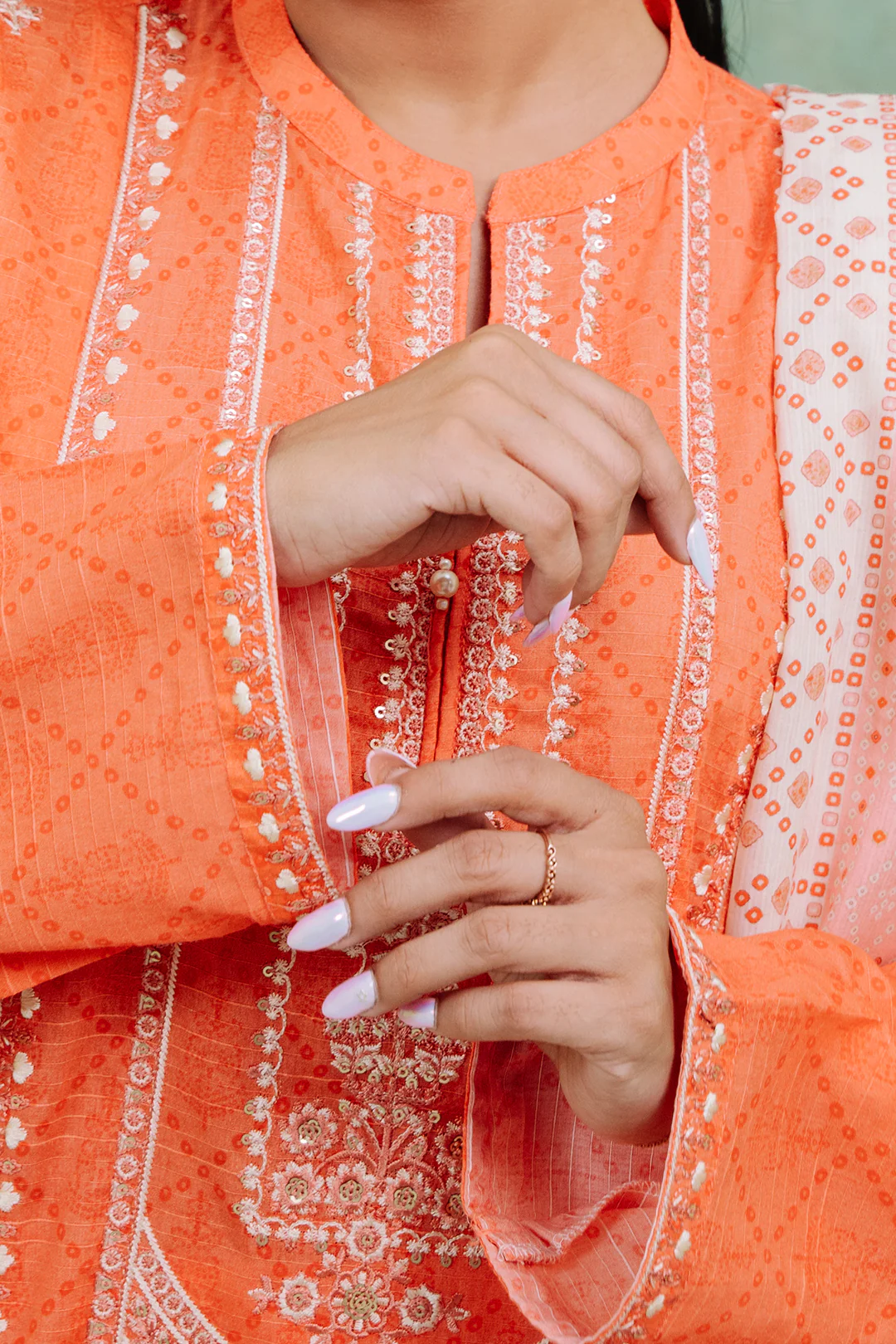 Embroidered Kurta Dupatta Trouser - 1519 - Image 5