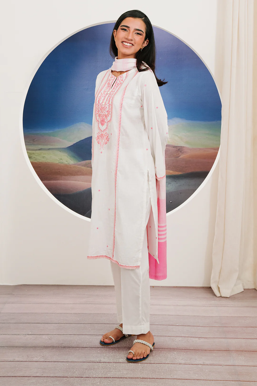 Embroidered Kurta Dupatta Trouser - 1759 - Image 6