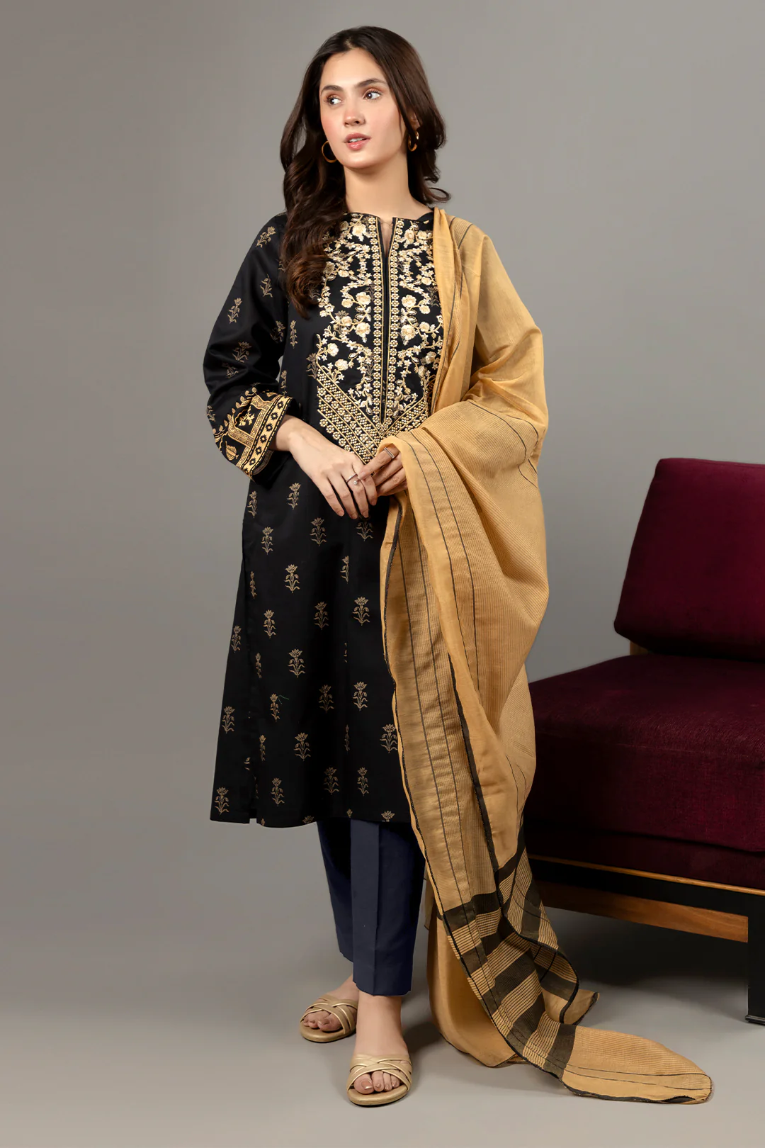 Embroidered Kurta Dupatta Trouser - 1761 - Image 2