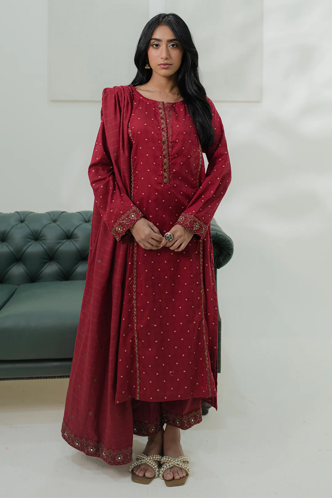 Embroidered Kurta Dupatta Trouser - 1776 - Image 2