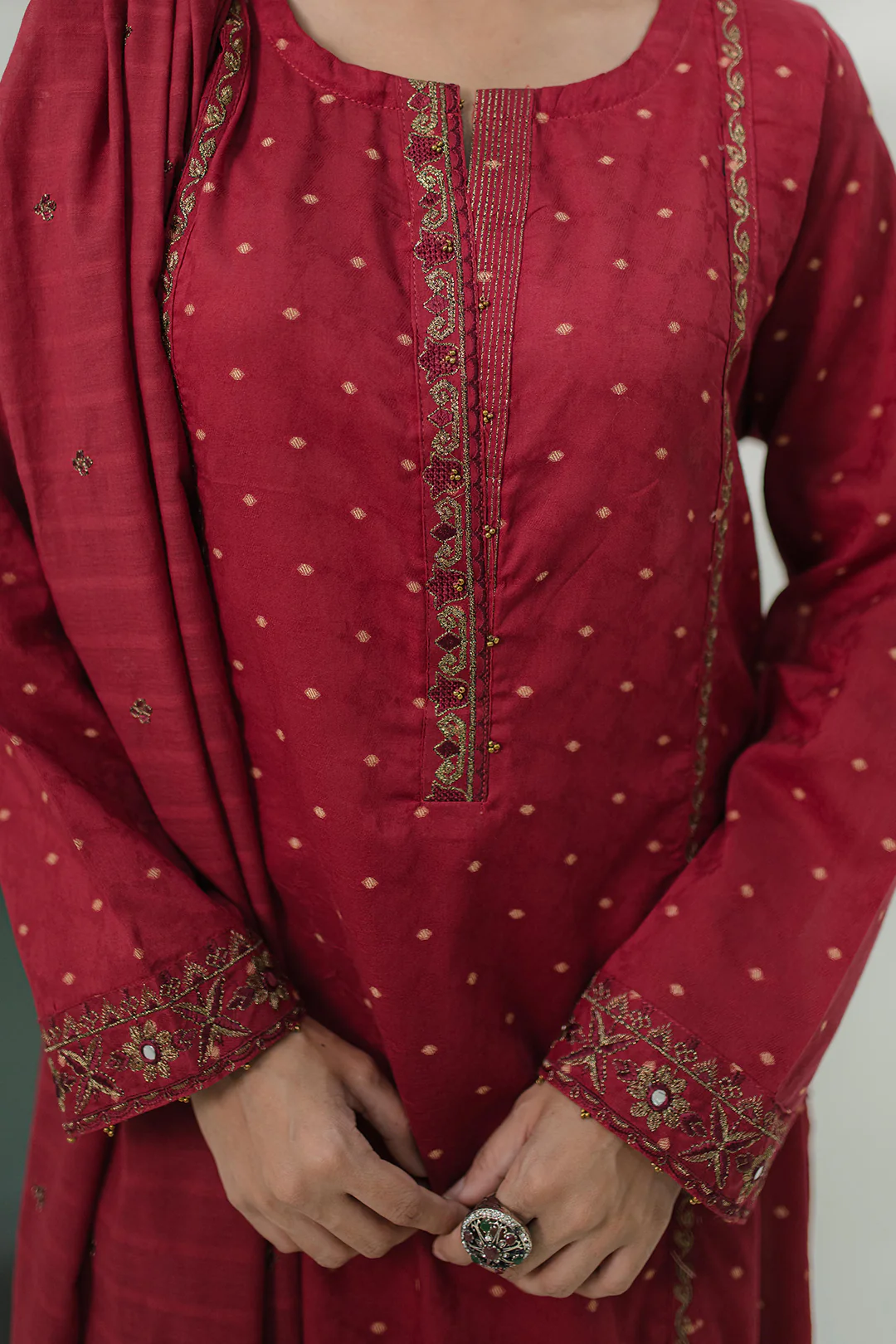 Embroidered Kurta Dupatta Trouser - 1776 - Image 4