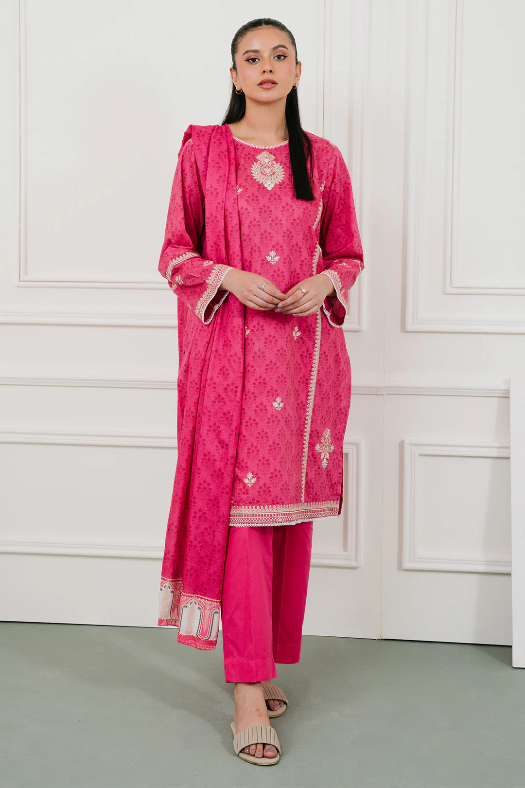 Embroidered Kurta Dupatta Trouser - 1968 - Image 2