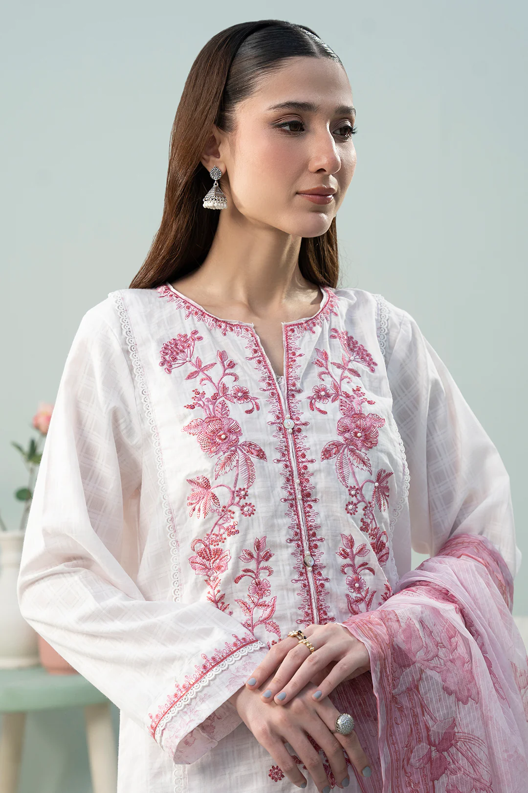 Embroidered Kurta Dupatta Trouser - 2135 - Image 2