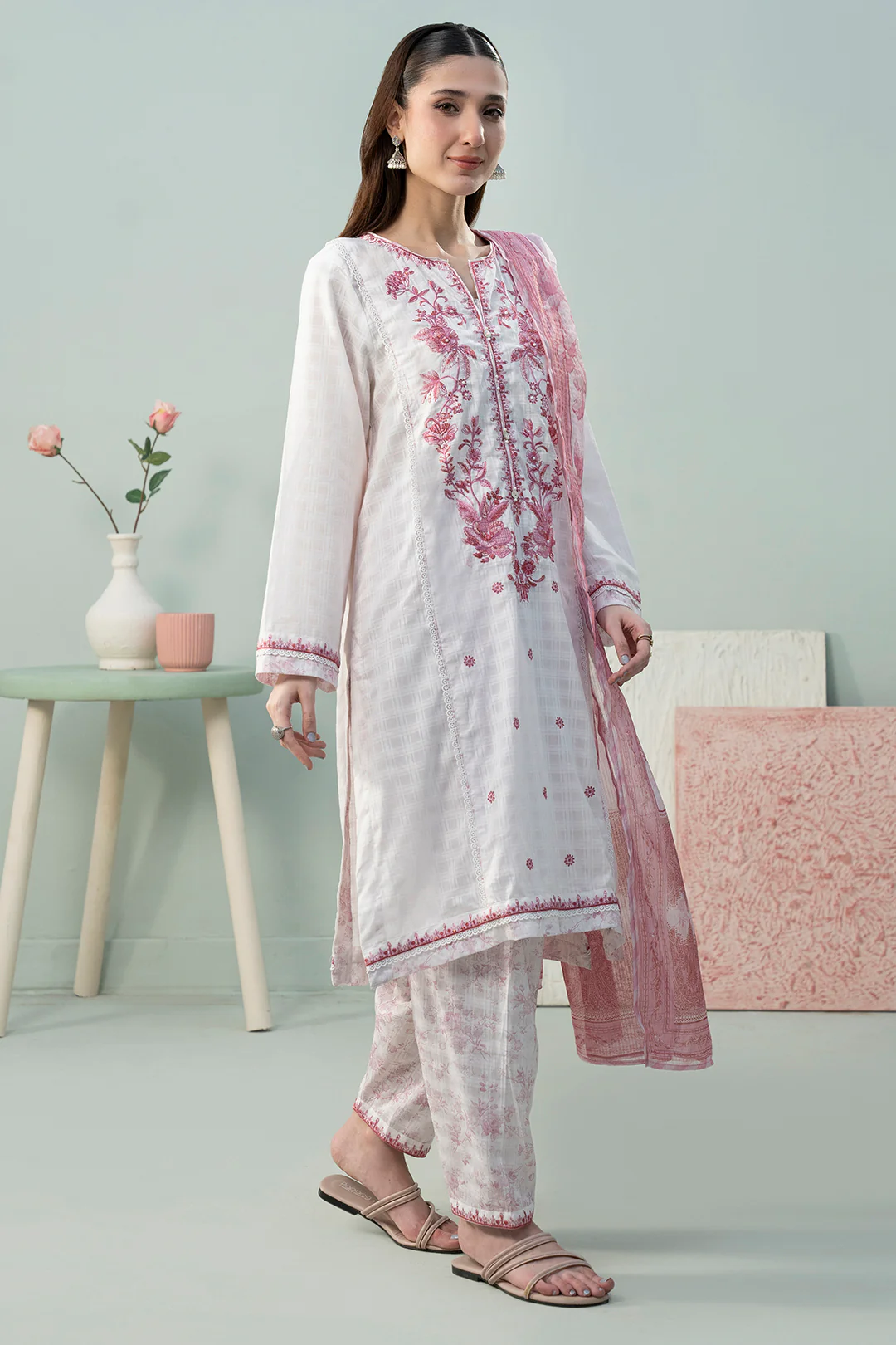 Embroidered Kurta Dupatta Trouser - 2135 - Image 3